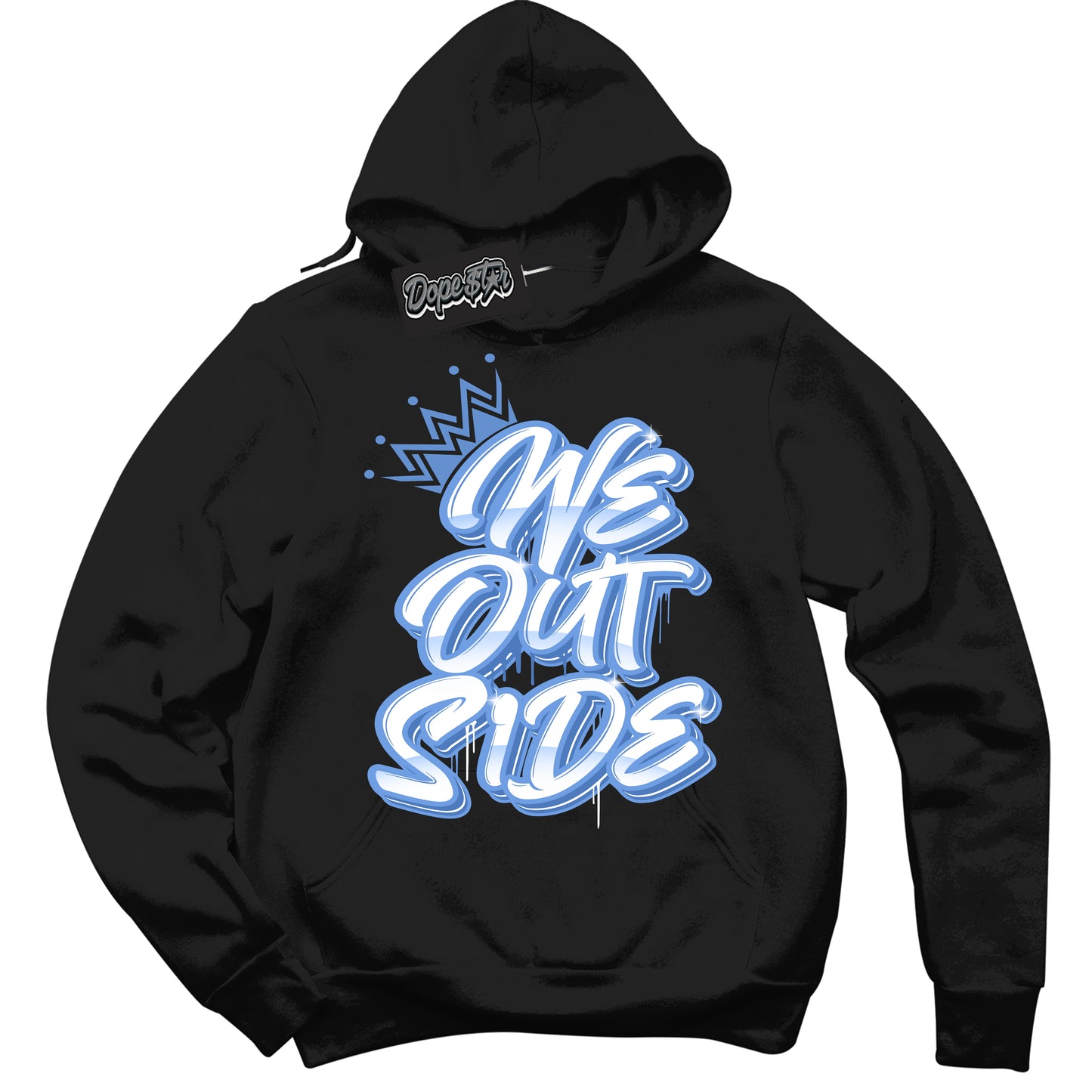 Cool Black Hoodie with “ We Outside ” design that Perfectly Matches Polar Blue Dunk.
