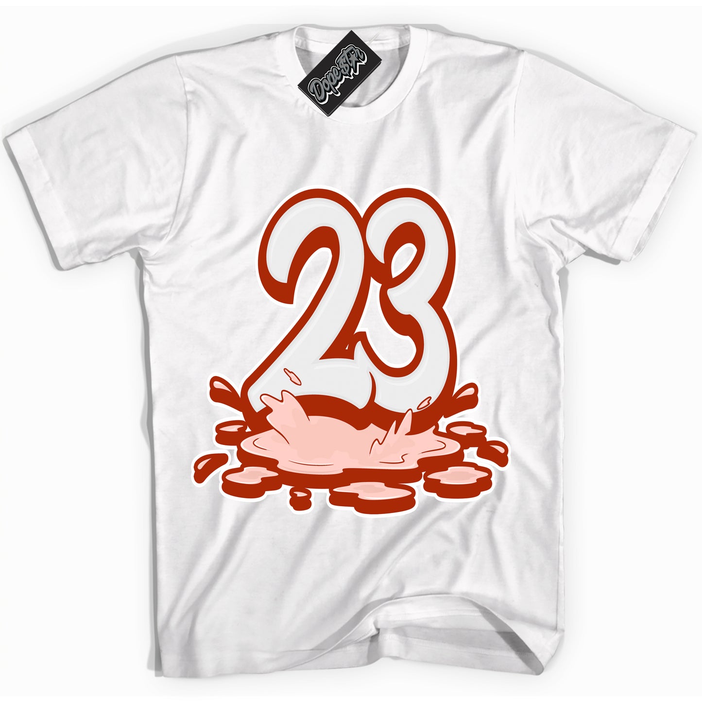 Cool White Shirt with “23 Melting” design that perfectly matches Red Stardust Dunk.