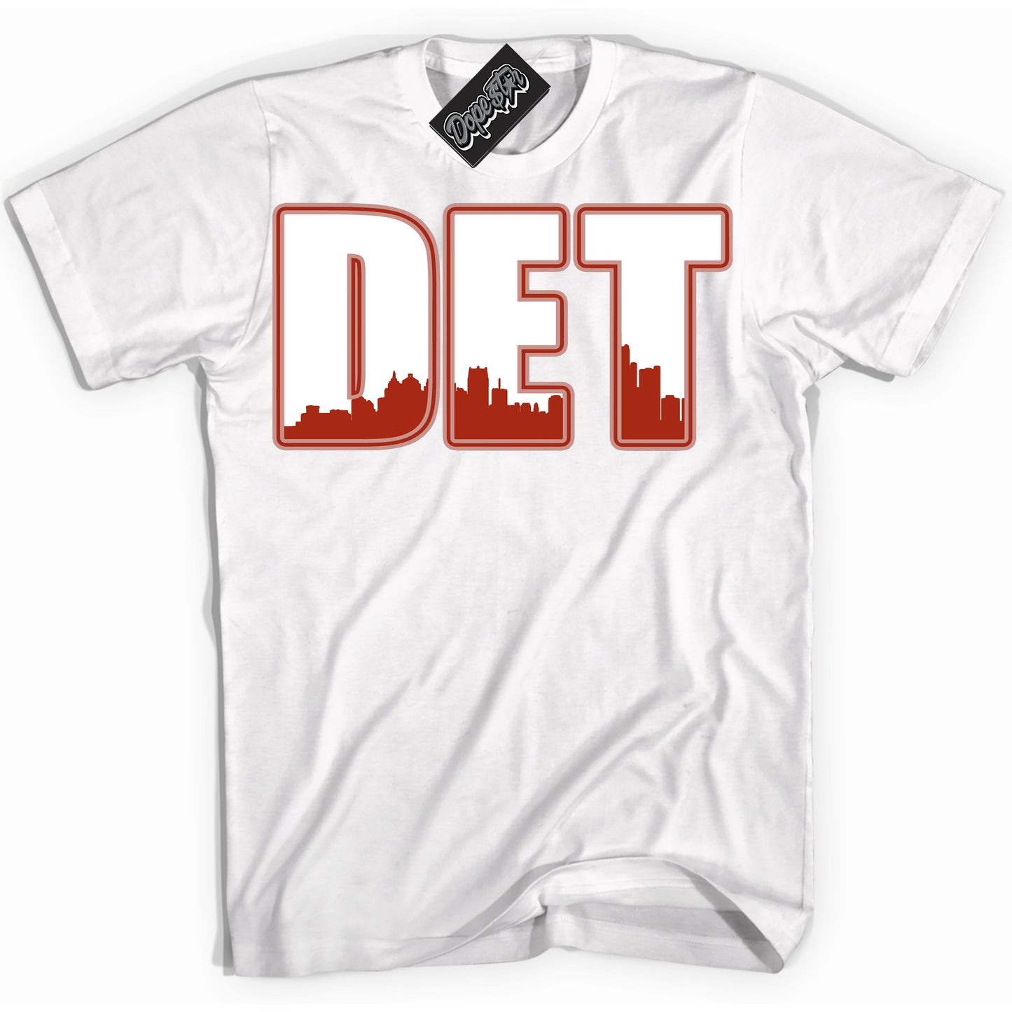 Cool White Shirt with “Detroit” design that perfectly matches Red Stardust Dunk.