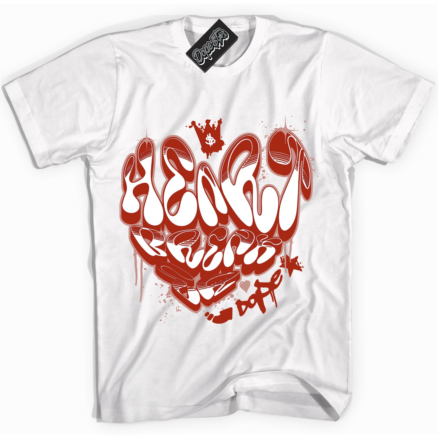 Cool White Shirt with “Heartbreaker Graffiti” design that perfectly matches Red Stardust Dunk.