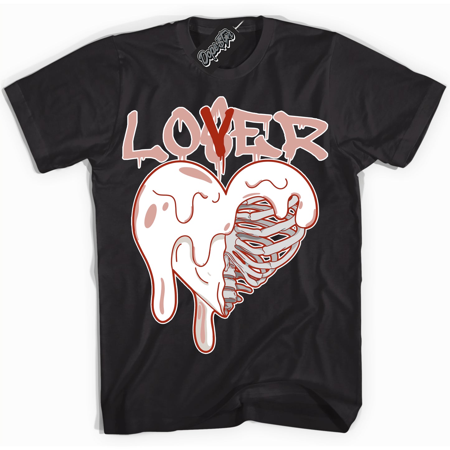 Cool Black Shirt with “Lover Loser” design that perfectly matches Red Stardust Dunk.