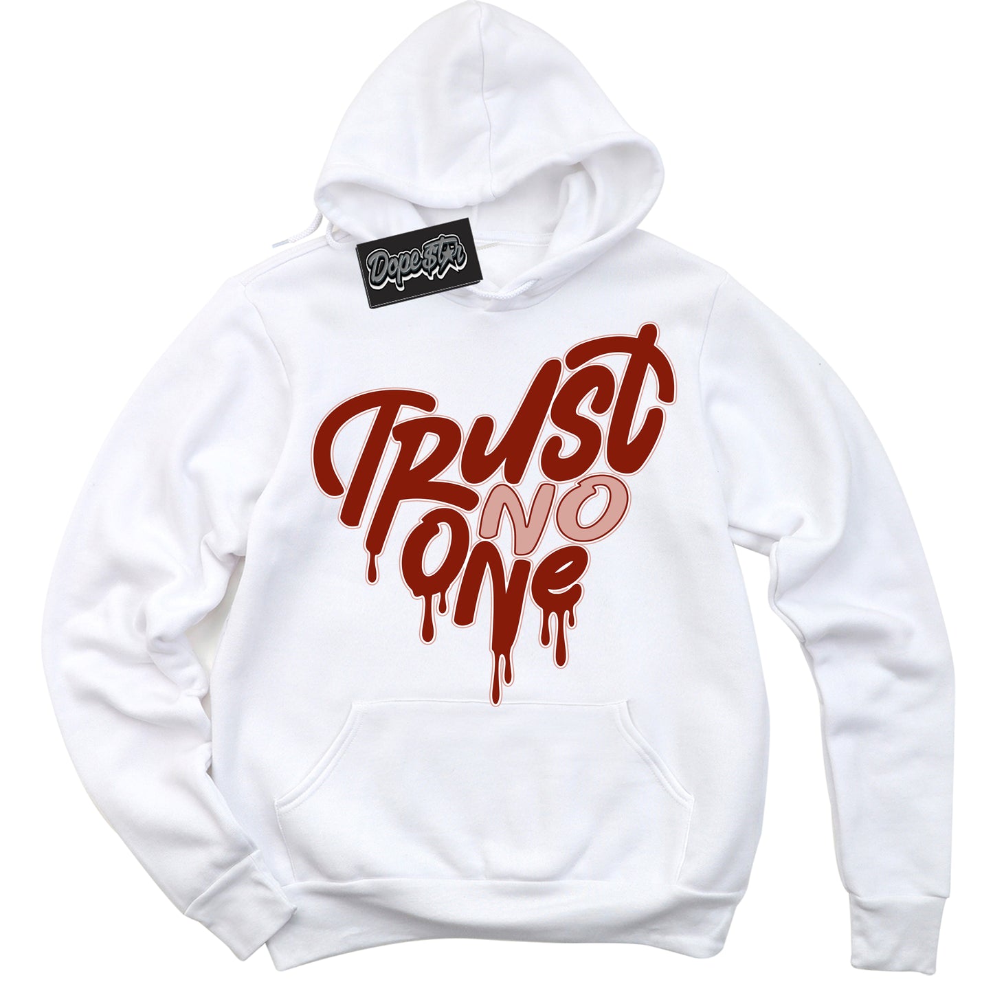 Cool White Hoodie with “Trust No One Heart” design that Perfectly Matches Red Stardust Dunk.