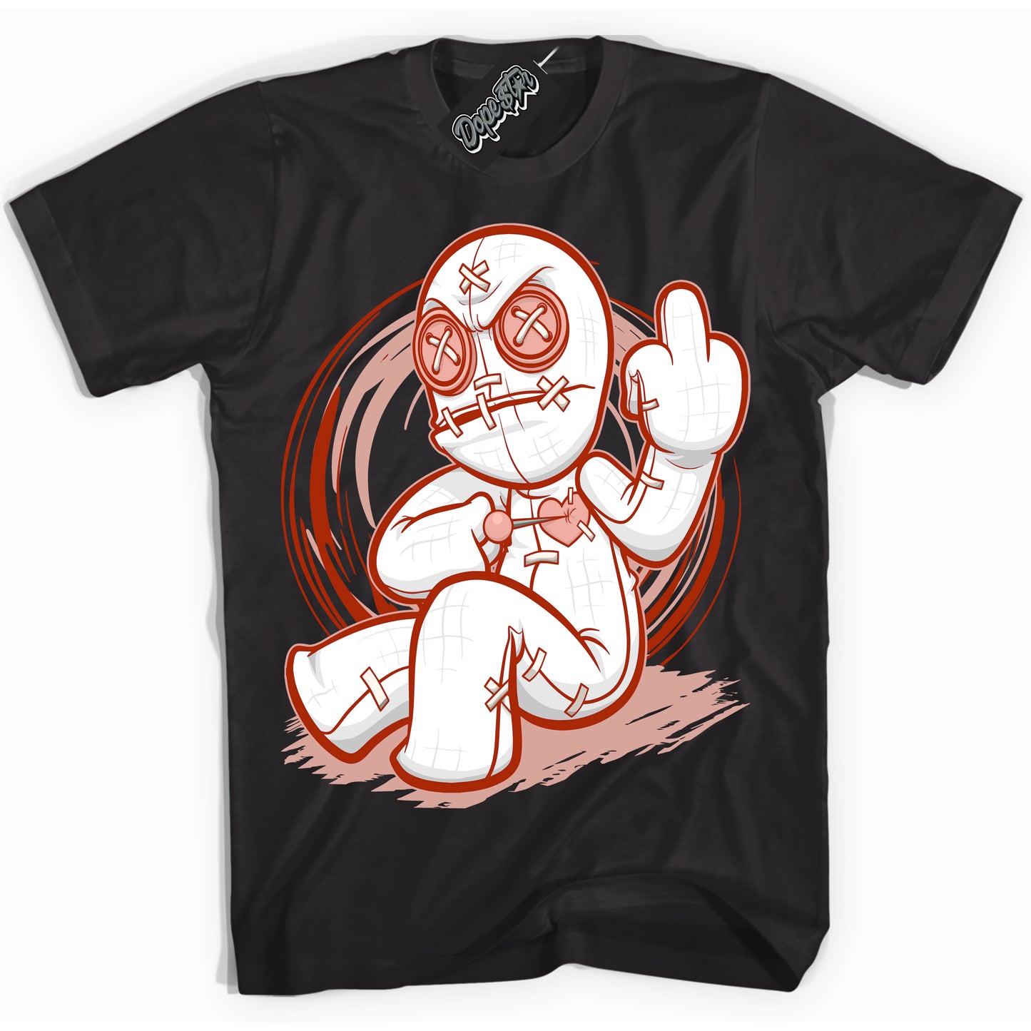 Cool Black Shirt with “Voodoo Doll” design that perfectly matches Red Stardust Dunk.