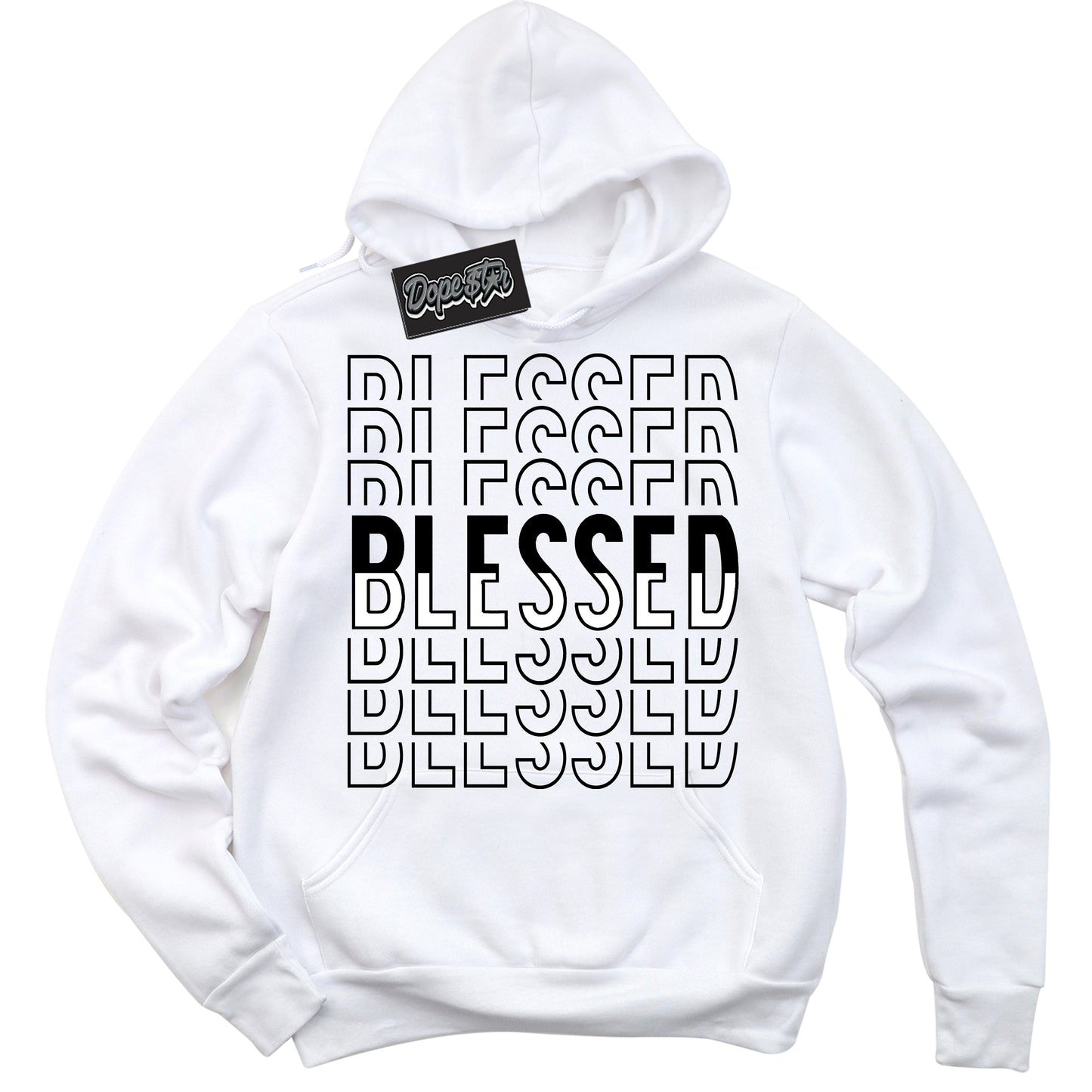 Cool White Hoodie with “Blessed Stacked” design that Perfectly Matches Suede Panda Dunk.