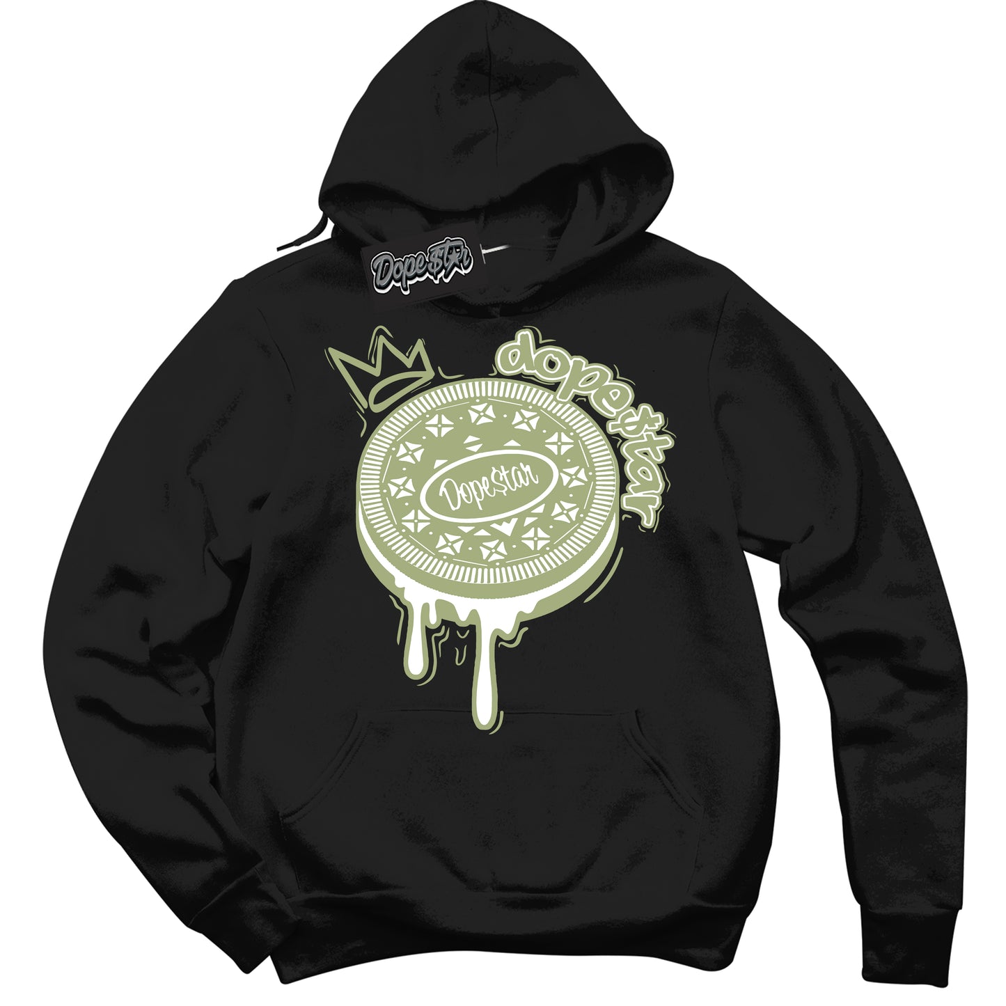 Cool Black Hoodie with “Oreo DS” design that Perfectly Matches Safari Oil Green Dunk.