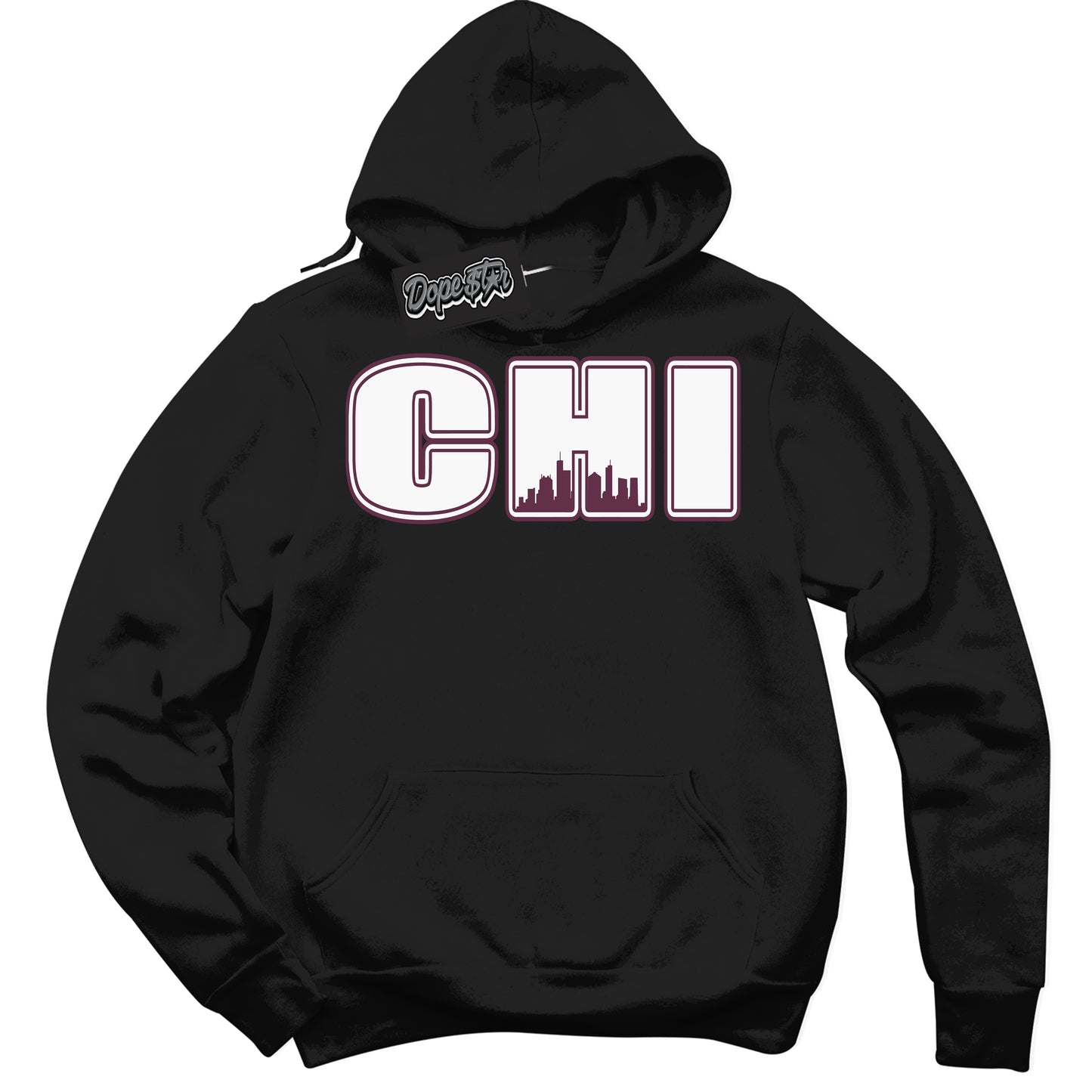 Cool Black Hoodie with “ Chicago” design that Perfectly Matches White Viotech Dunks.