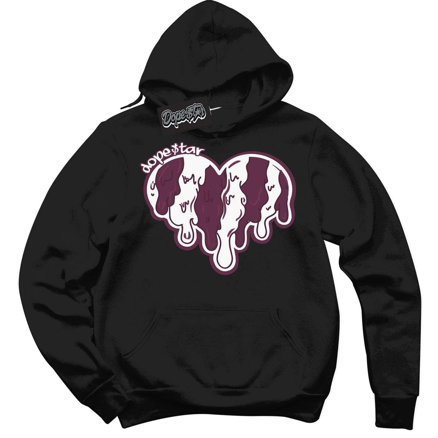 Cool Black Hoodie with “ Melting Heart” design that Perfectly Matches White Viotech Dunks.