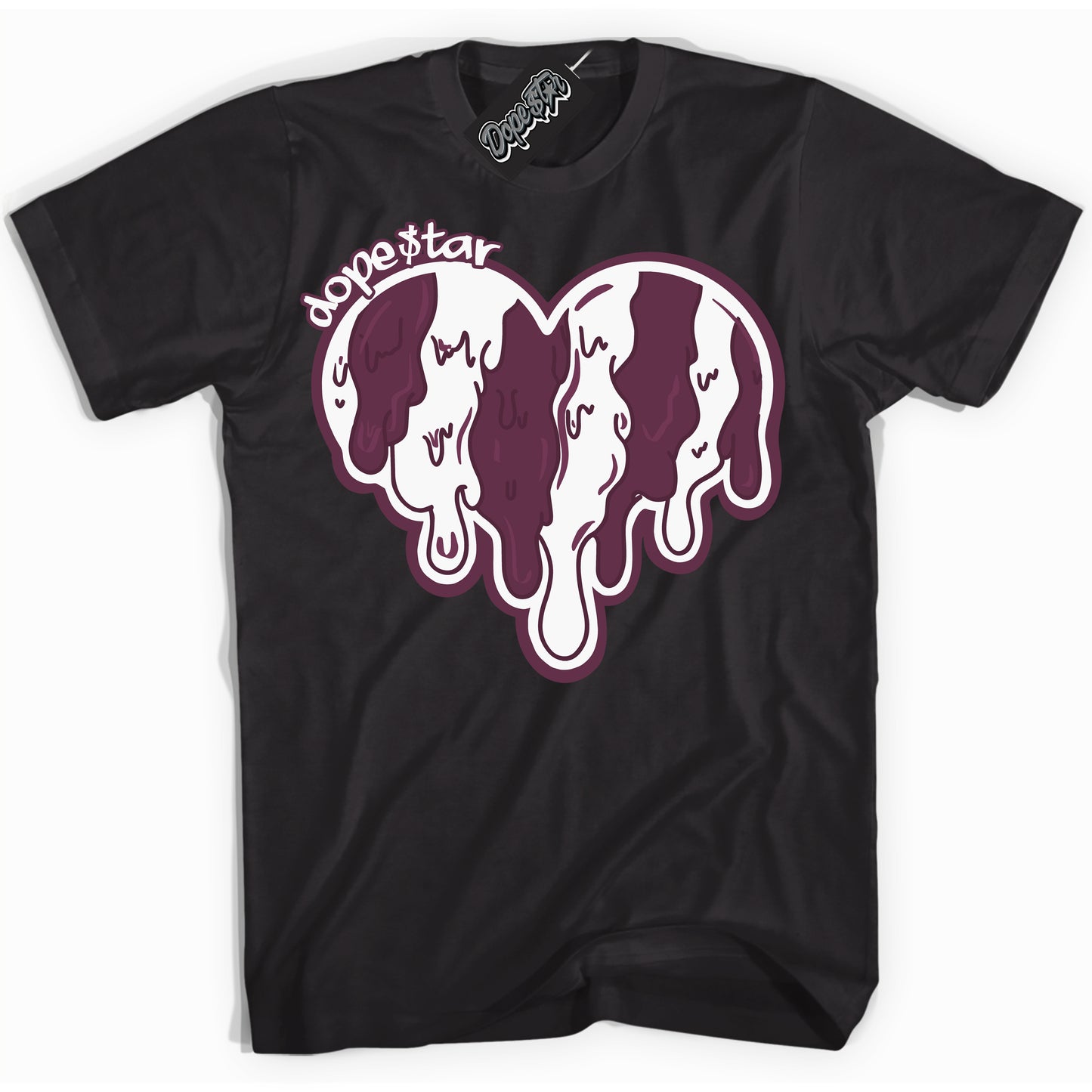 Cool Black Shirt with “ Melting Heart” design that perfectly matches White Viotech Dunks.