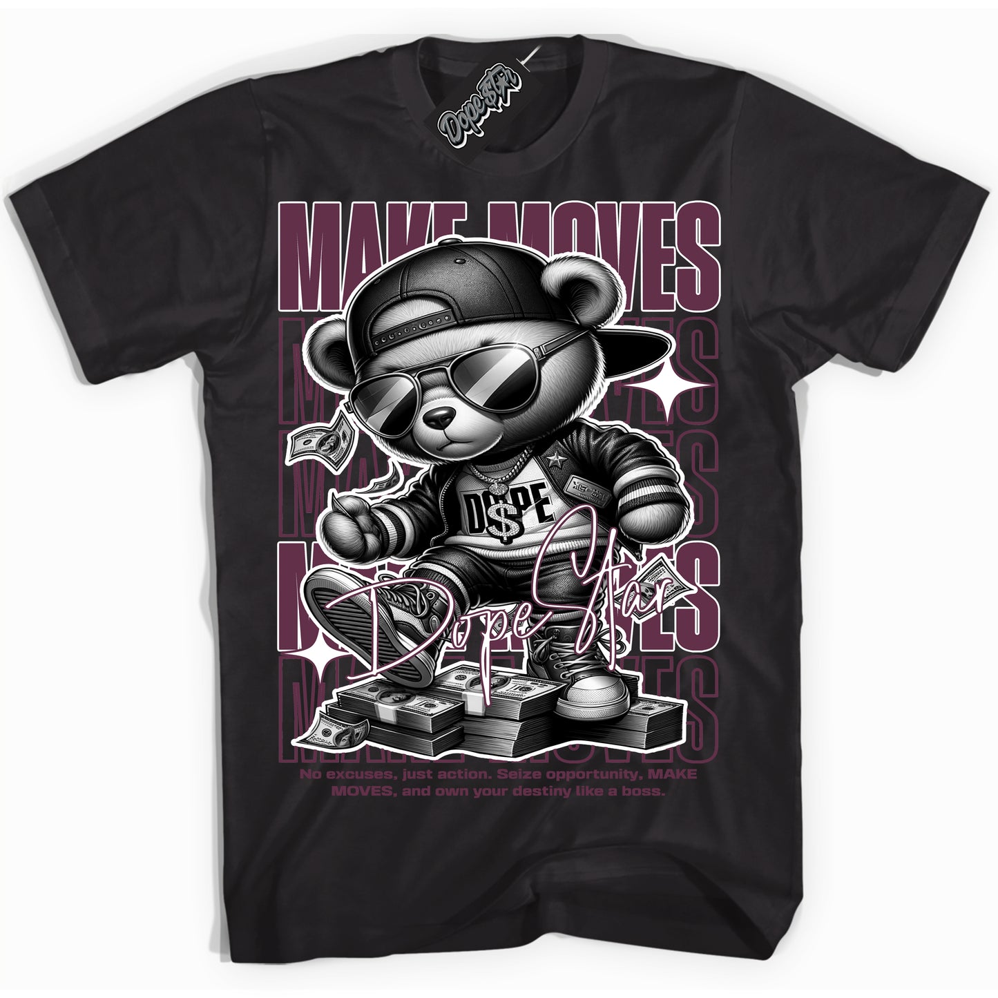 Cool Black Shirt with “ Make Moves” design that perfectly matches White Viotech Dunks.