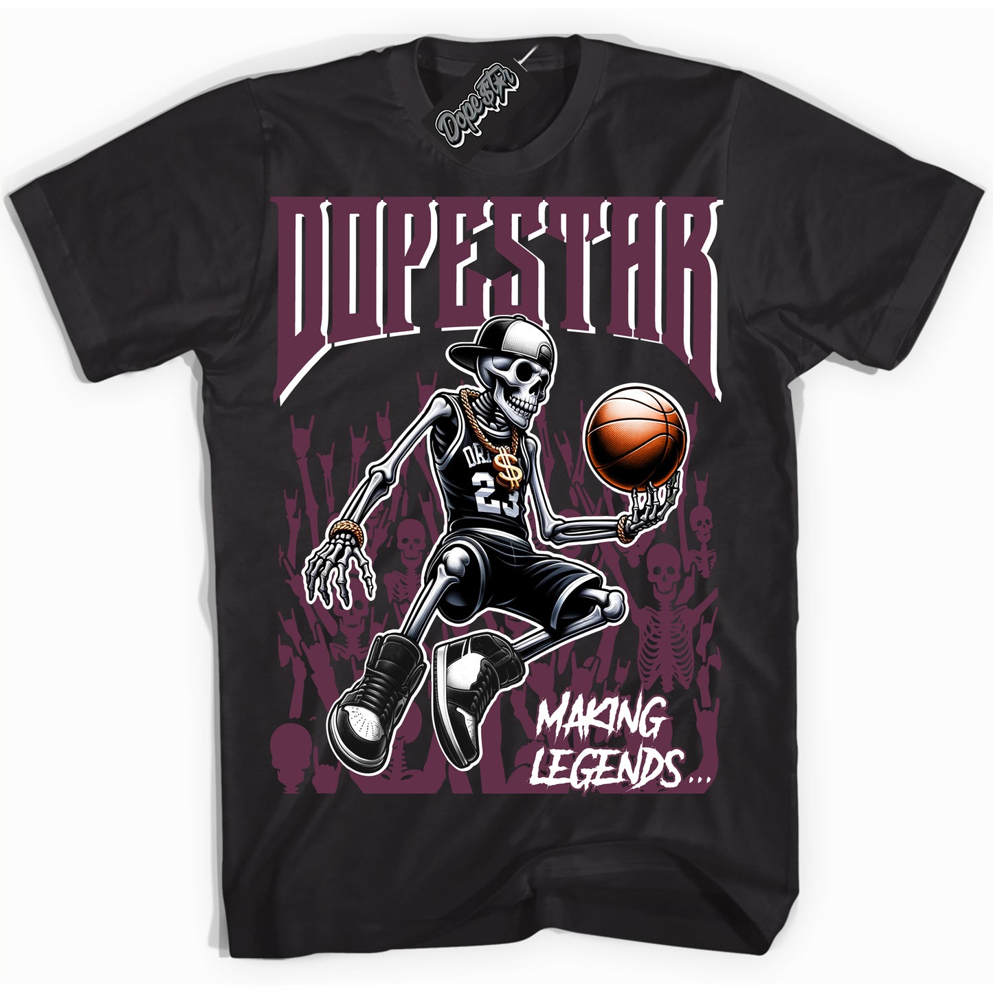 Cool Black Shirt with “ Making Legends” design that perfectly matches White Viotech Dunks.