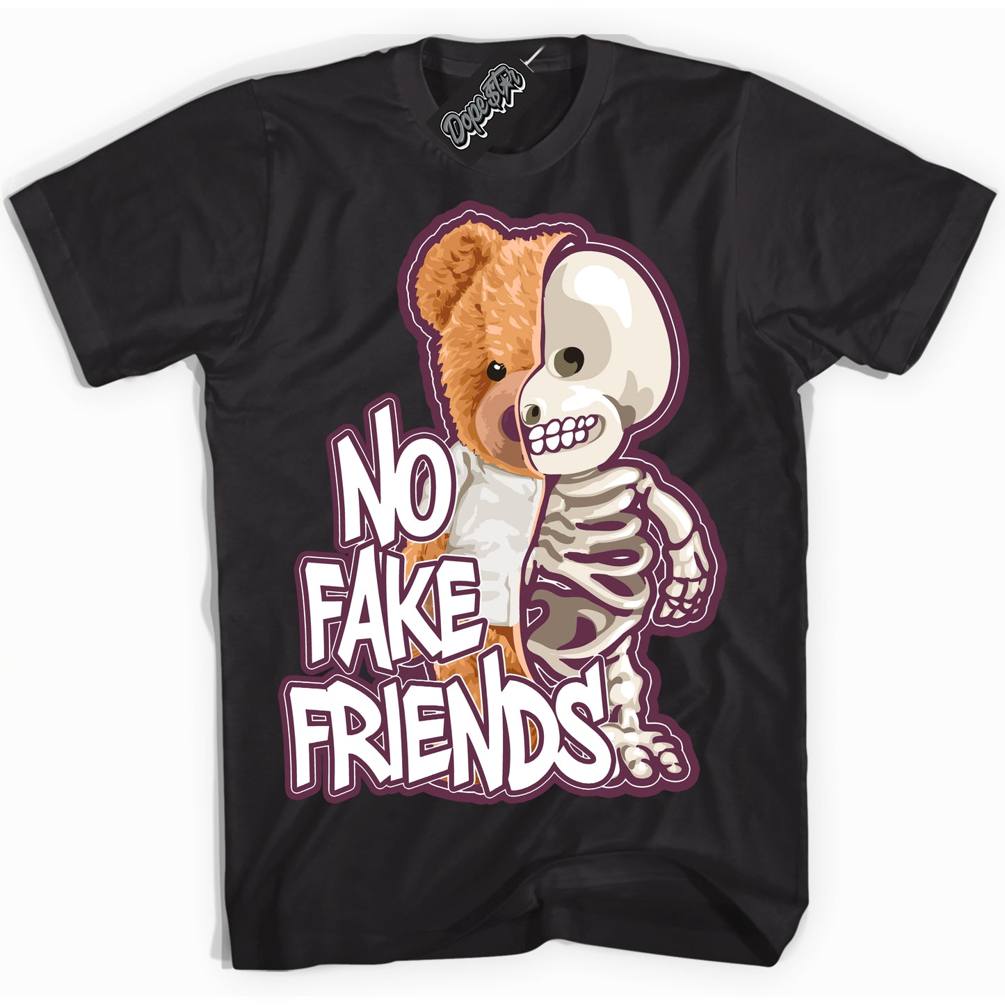 Cool Black Shirt with “ No Fake Friends” design that perfectly matches White Viotech Dunks.