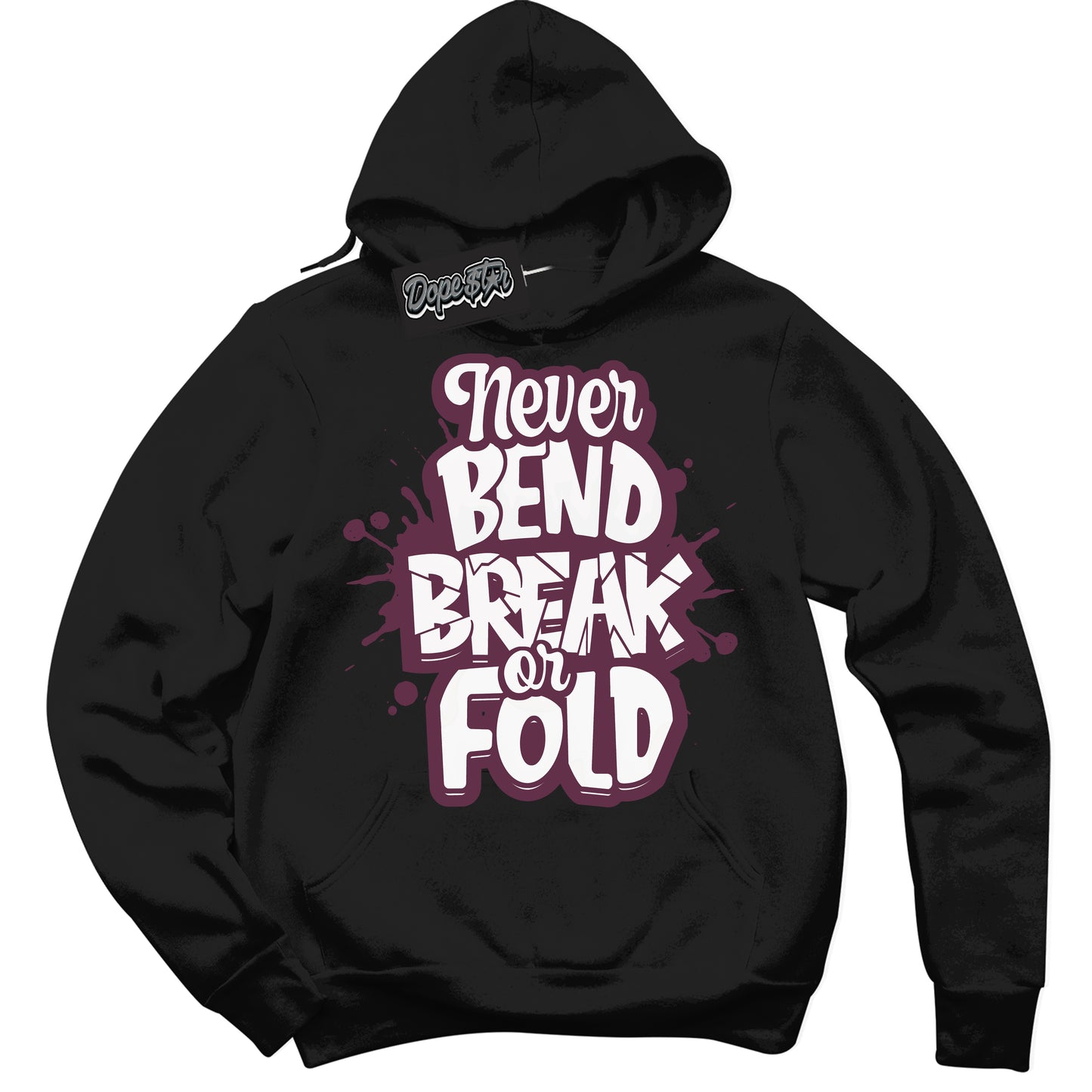 Cool Black Hoodie with “ Never Bend Break Or Fold” design that Perfectly Matches White Viotech Dunks.