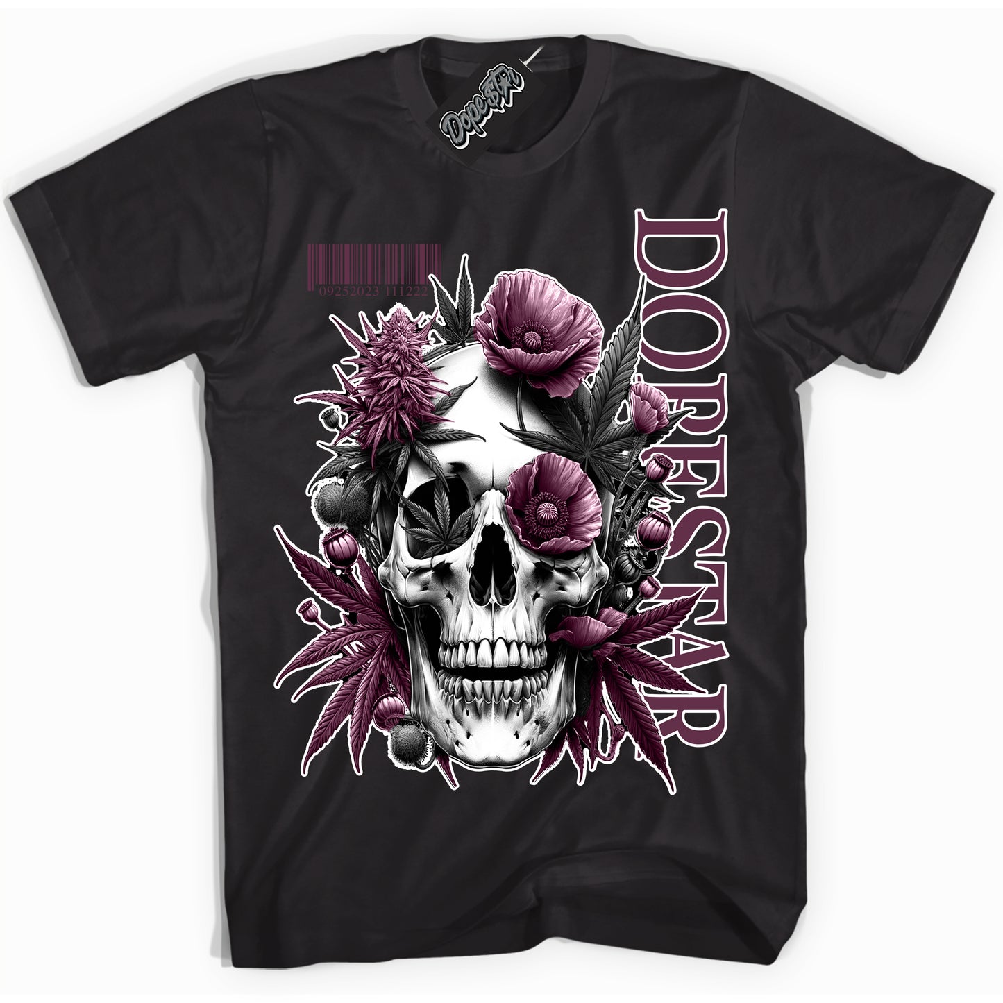 Cool Black Shirt with “ Skull Poppies” design that perfectly matches White Viotech Dunks.