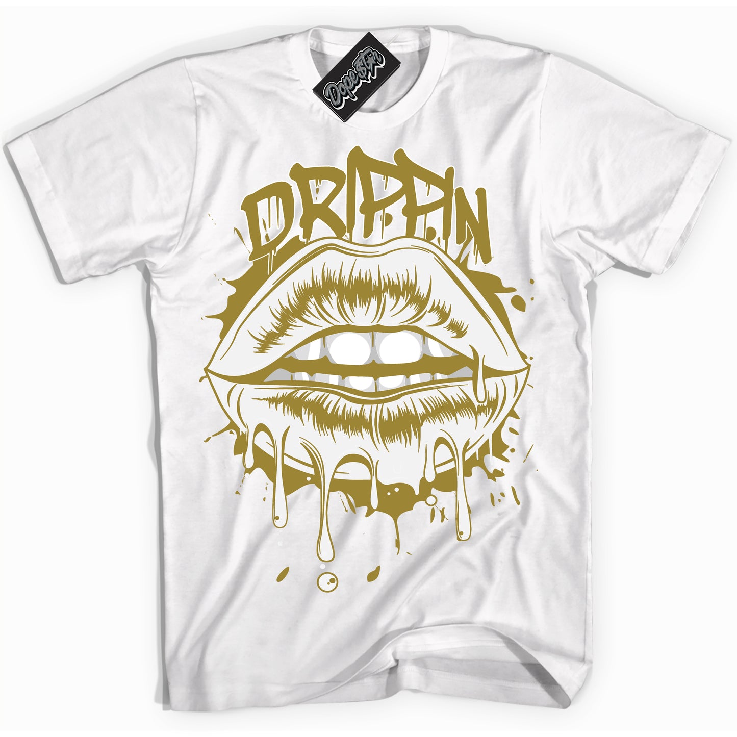 Cool White Shirt with “Drippin” design that perfectly matches Pacific Moss Dunks.