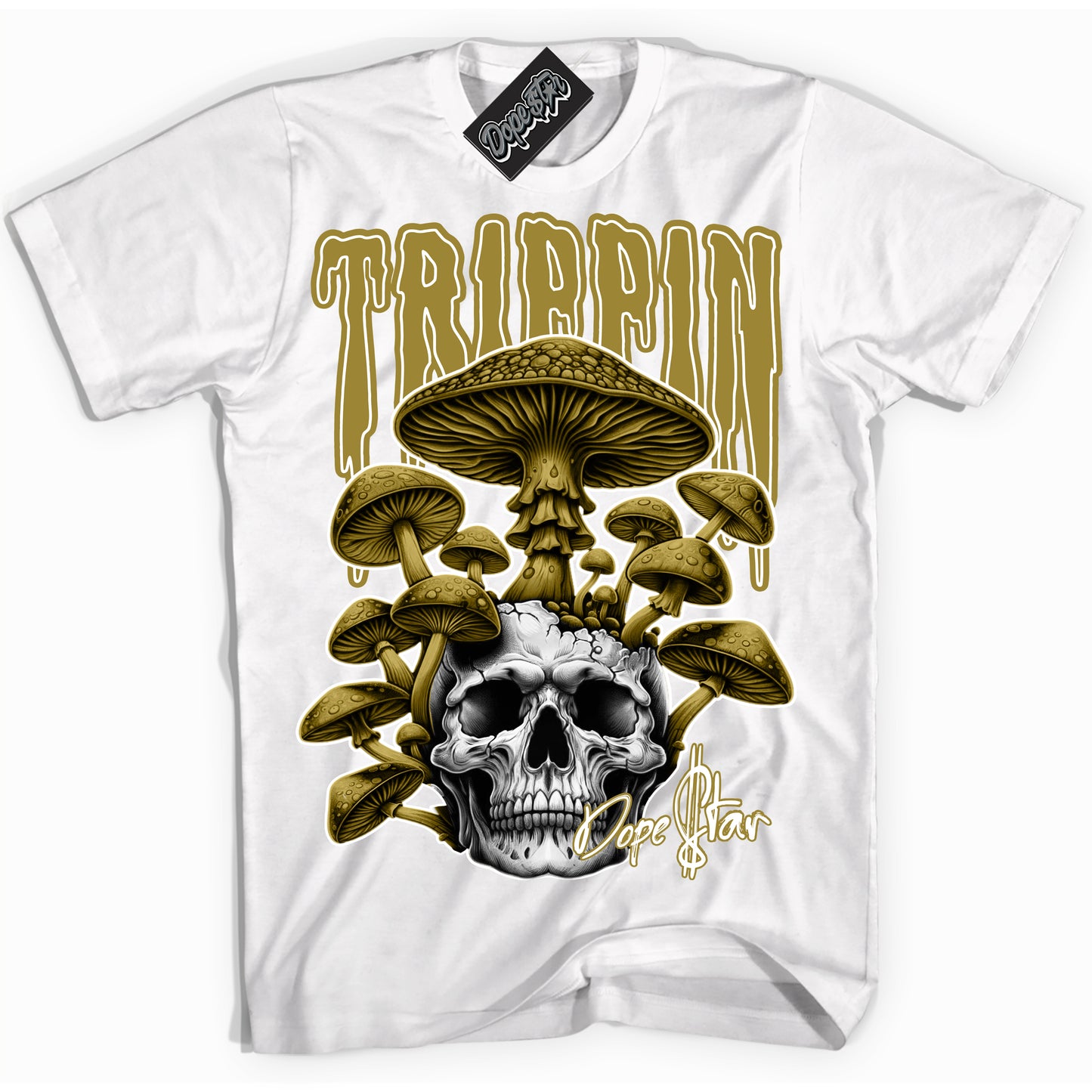 Cool White Shirt with “Trippin” design that perfectly matches Pacific Moss Dunk.