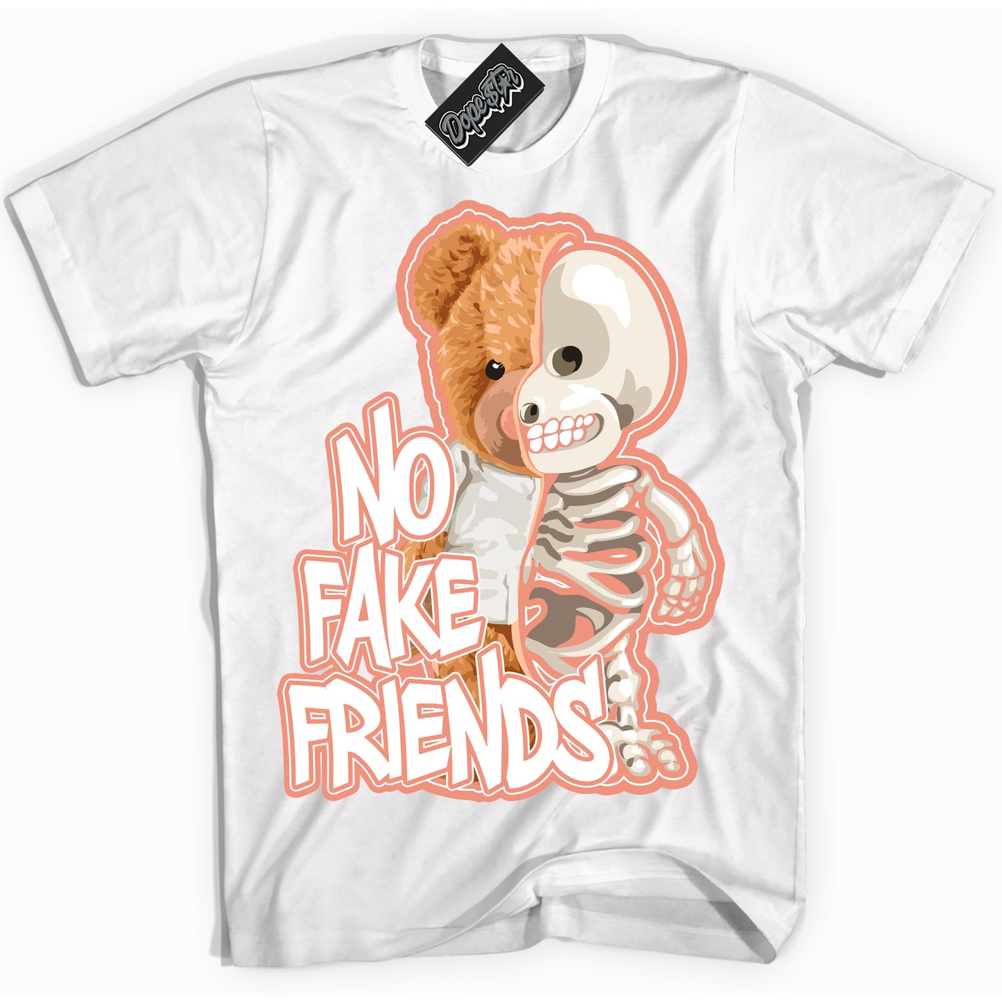 Cool White Shirt with “No Fake Friends” design that perfectly matches Light Wild Mango Dunk.