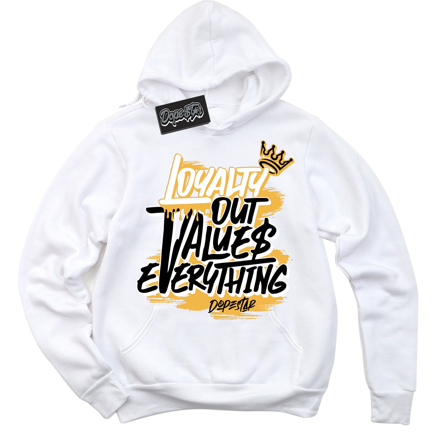 Cool White Hoodie with “Loyalty Out Values Everything” design that Perfectly Matches Wu Tang Dunk.
