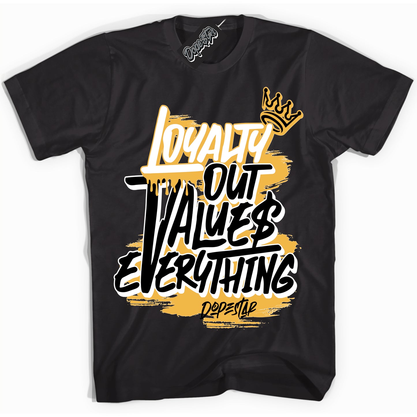 Cool Black Shirt with “Loyalty Out Values Everything” design that perfectly matches Wu Tang Dunk.
