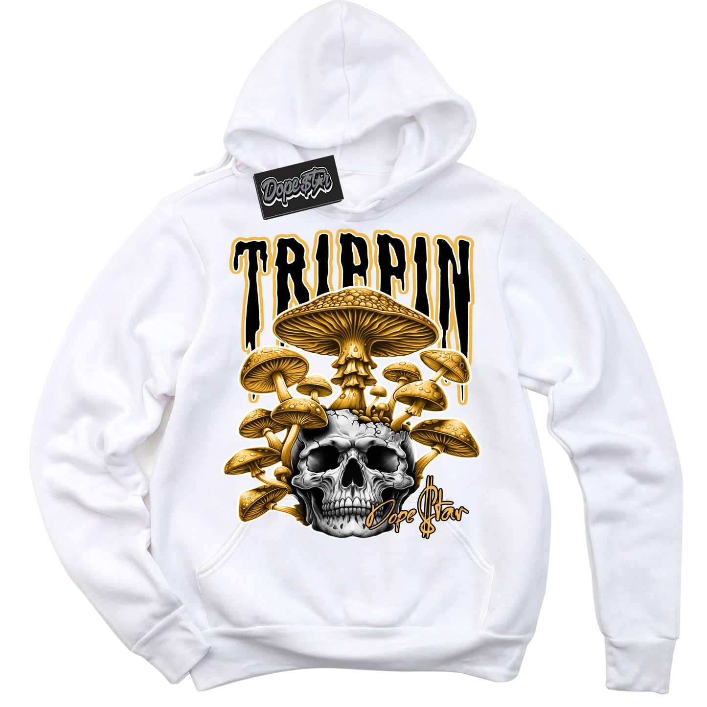 Cool White Hoodie with “Trippin” design that Perfectly Matches Wu Tang Dunk.