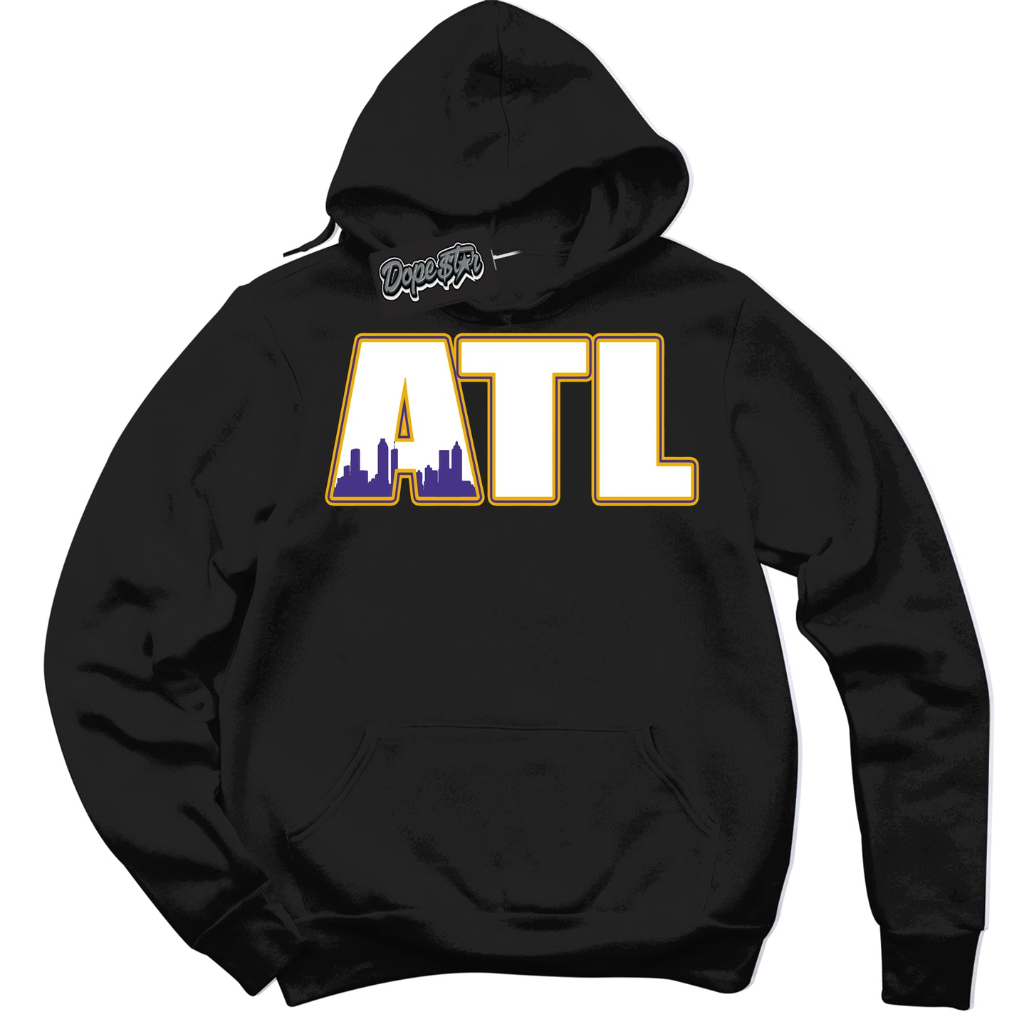 Cool Black Hoodie with “Atlanta” design that Perfectly Matches Air Force 1 QS Kobe Lakers Home Sneakers.