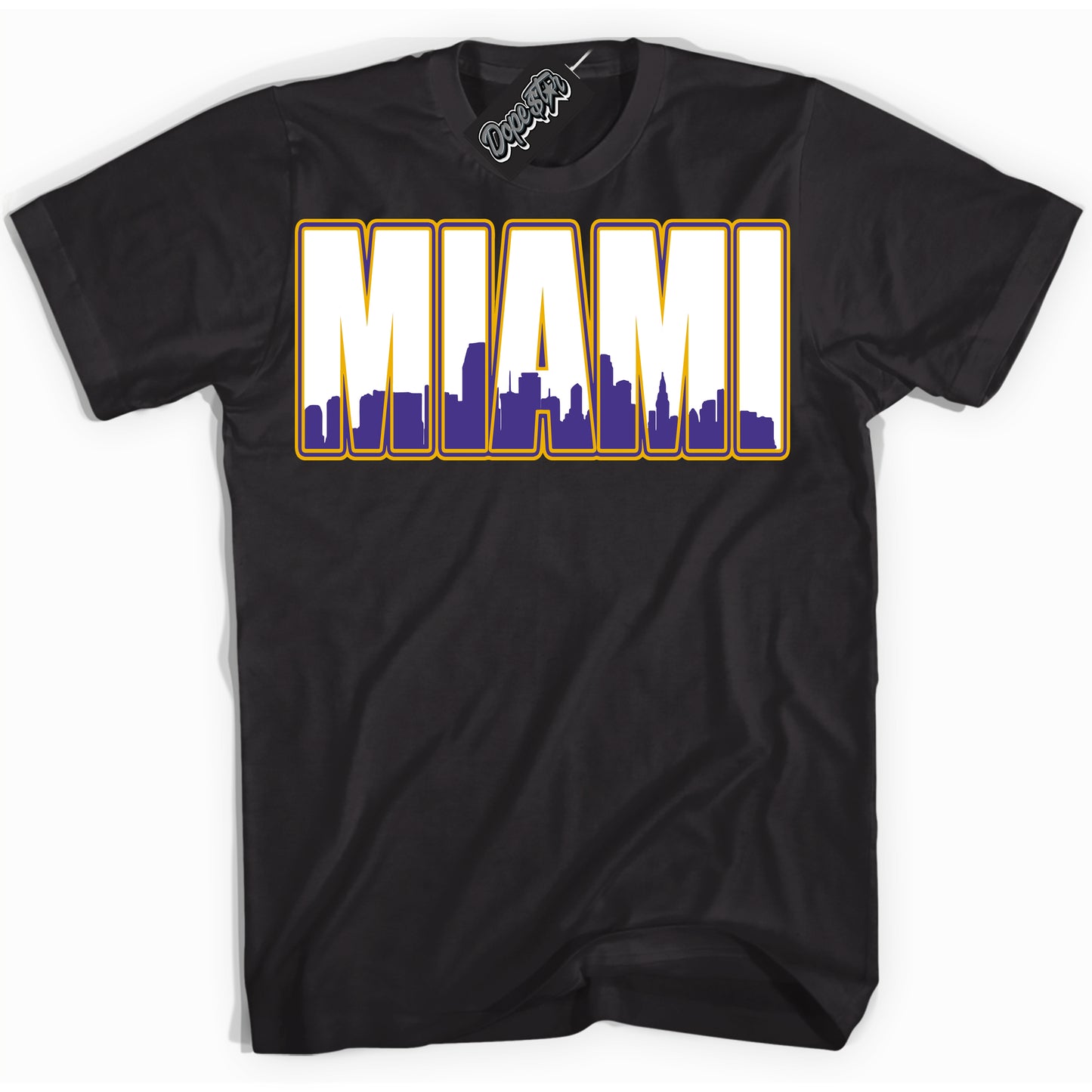Cool Black Shirt with “Miami” design that perfectly matches the Air Force 1 QS Kobe Lakers Home Sneakers.