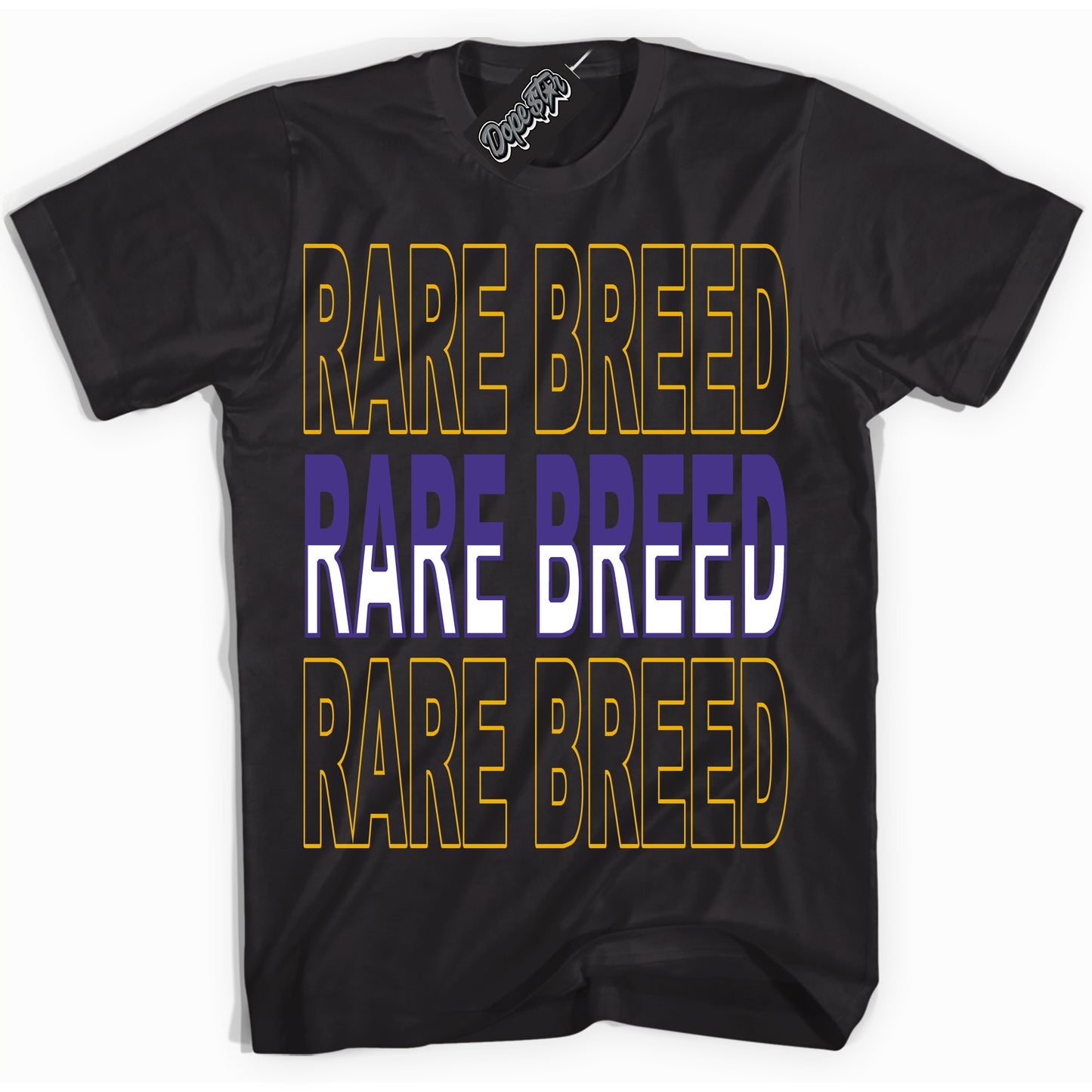 Cool Black Shirt with “Rare Breed” design that perfectly matches the Air Force 1 QS Kobe Lakers Home Sneakers.
