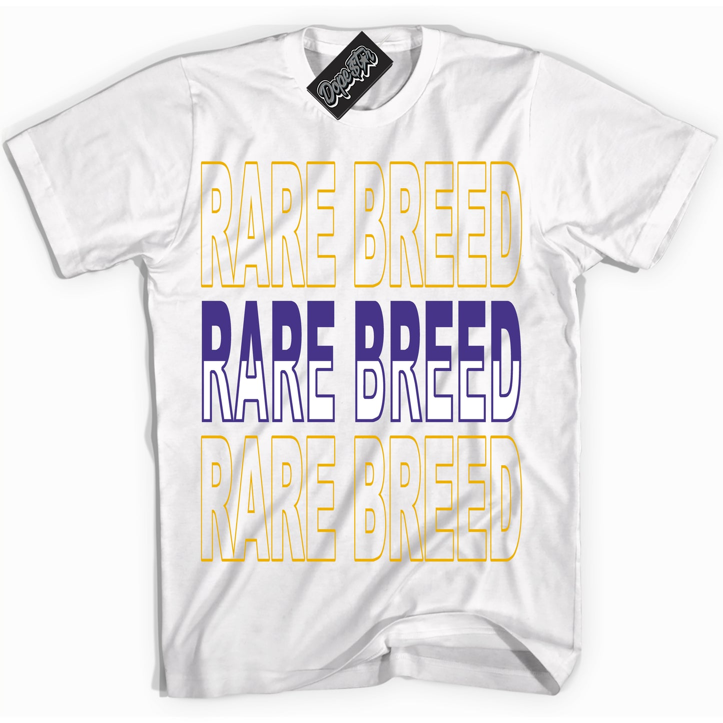 Cool White Shirt with “Rare Breed” design that perfectly matches the Air Force 1 QS Kobe Lakers Home Sneakers.