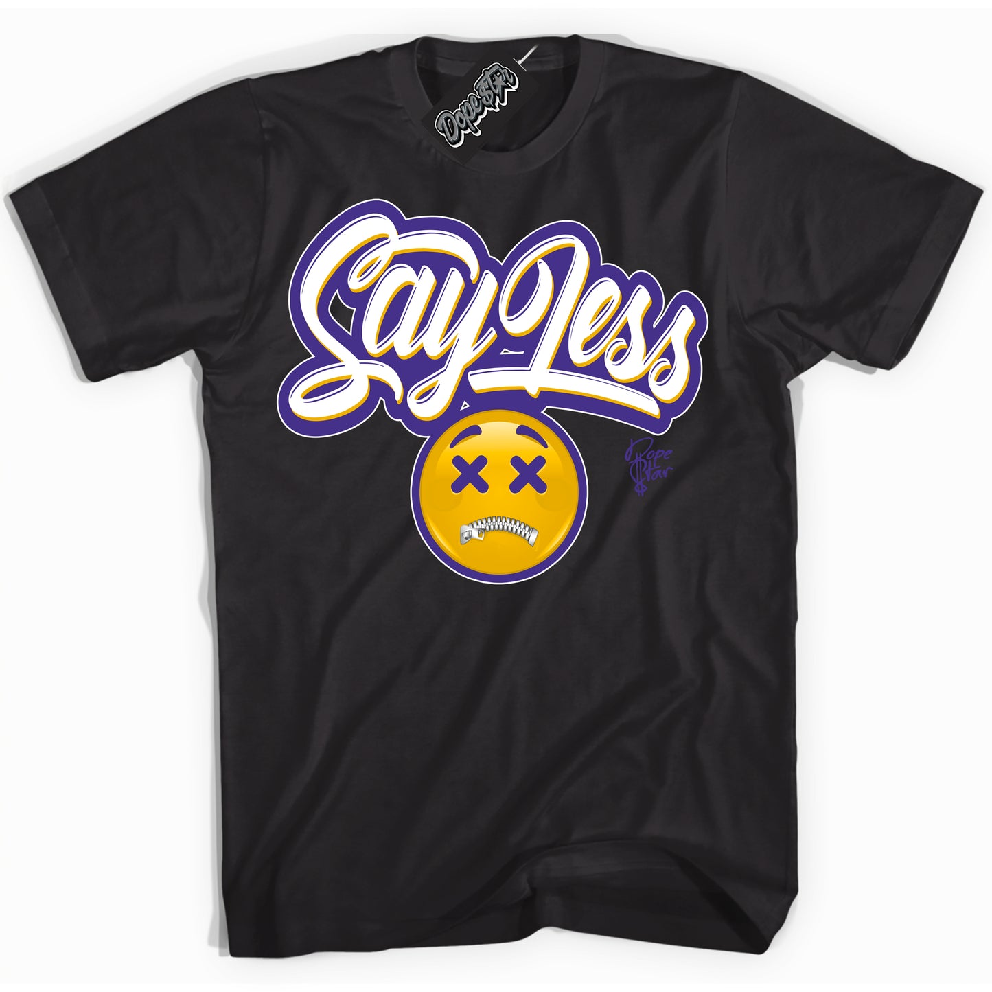 Cool Black Shirt with “Say Less” design that perfectly matches the Air Force 1 QS Kobe Lakers Home Sneakers.