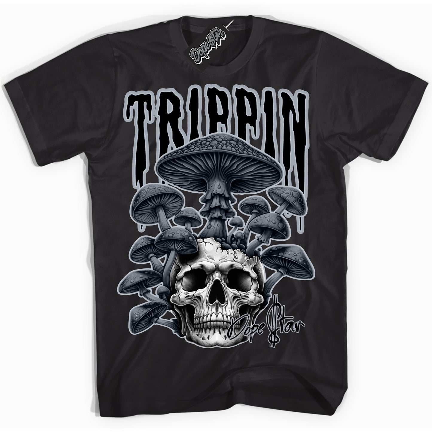 Cool Black Shirt with “Trippin” design that perfectly matches The KAWS X Sky High Farm 1s.