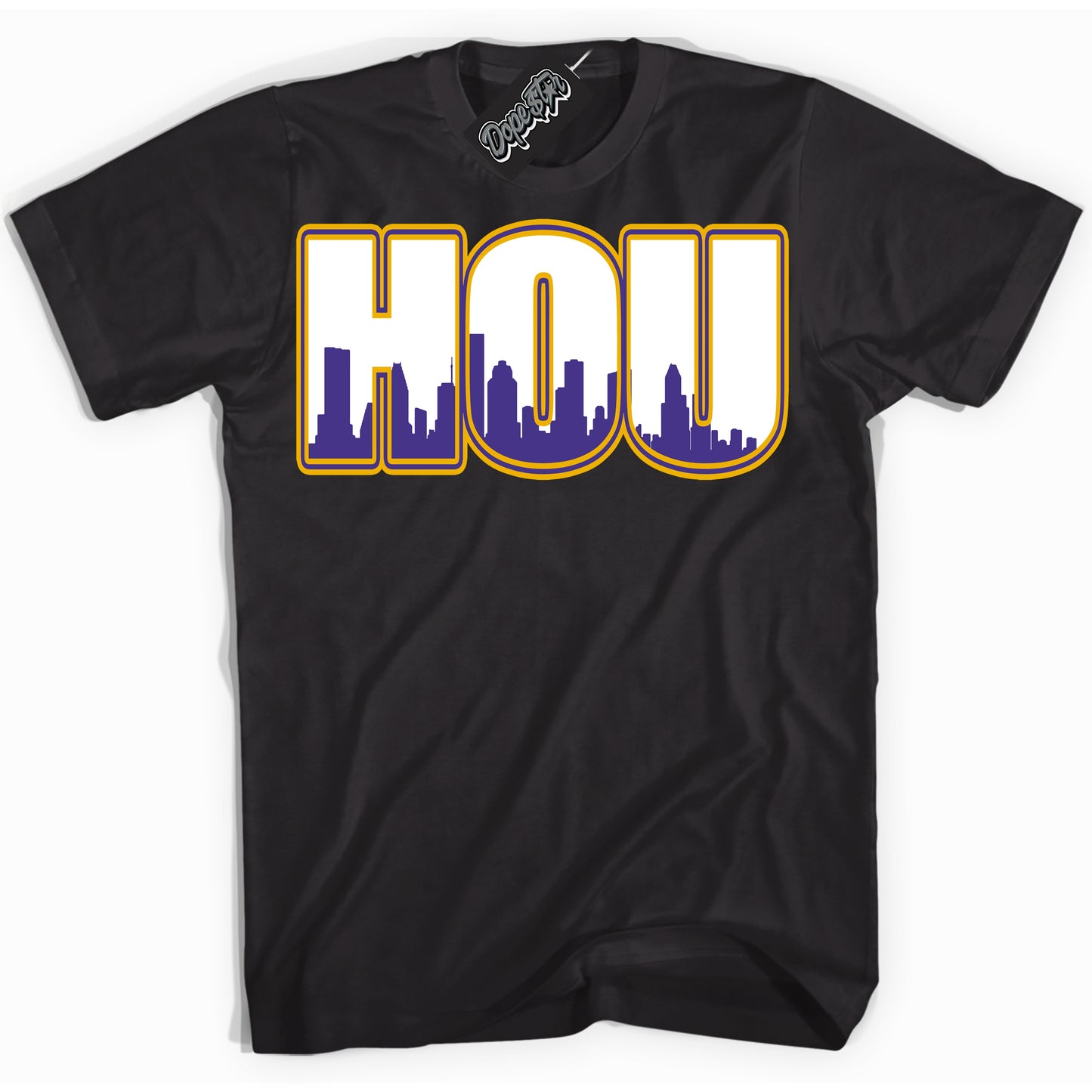 Cool Black Shirt with “Houston” design that perfectly matches the Kobe 8 Protro Lakers Home Sneakers.