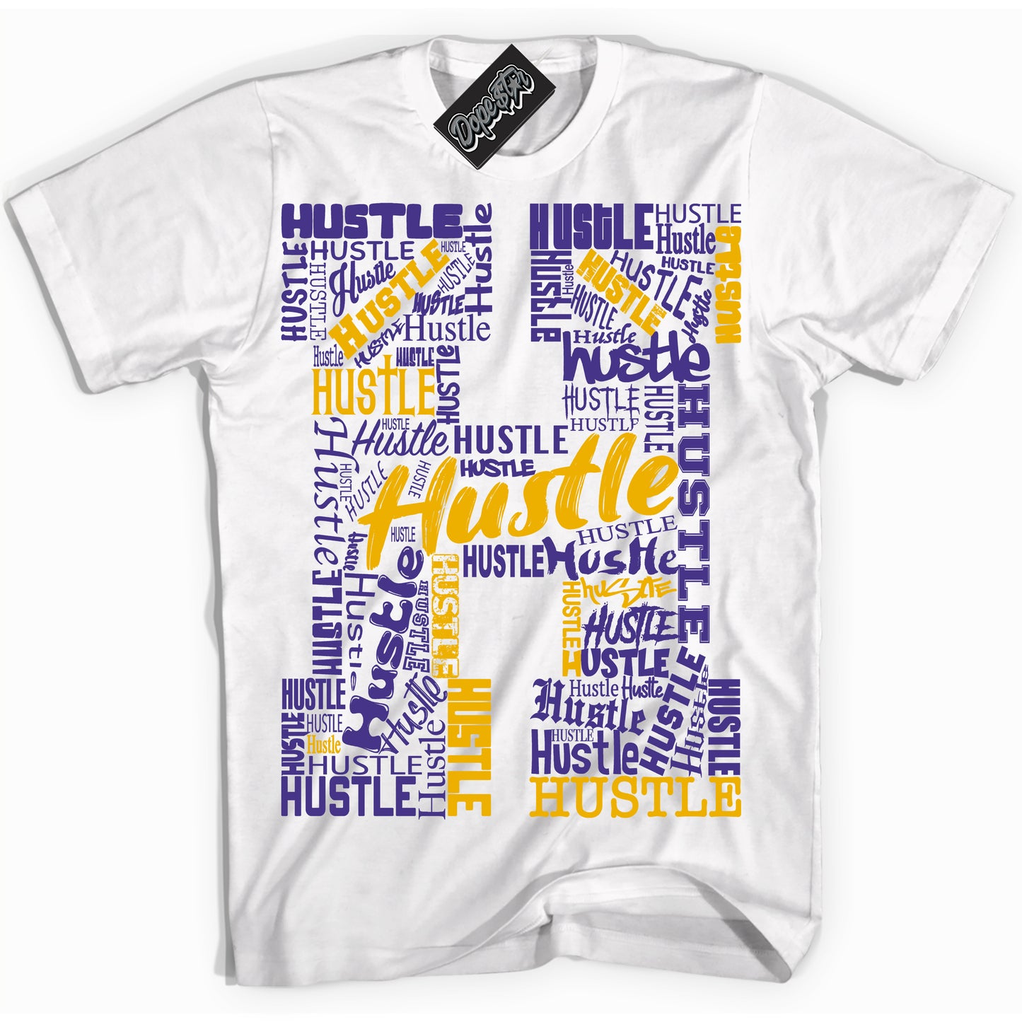Cool White Shirt with “Hustle H” design that perfectly matches the Kobe 8 Protro Lakers Home Sneakers.