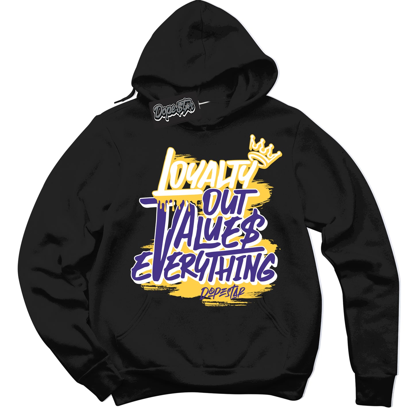 Cool Black Hoodie with “Loyalty Out Values Everything” design that Perfectly Matches Kobe 8 Protro Lakers Home Sneakers.