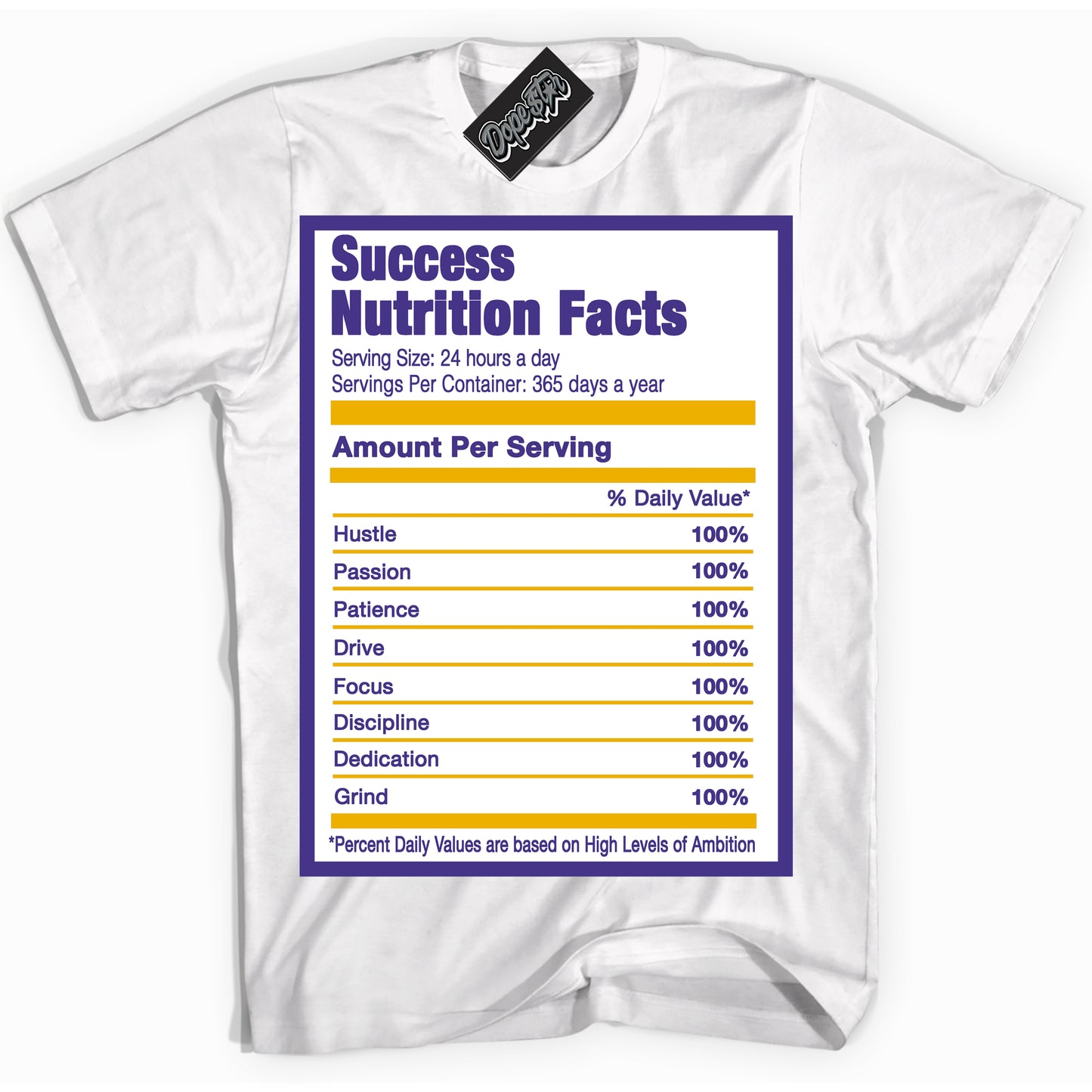 Cool White Shirt with “Success Nutrition” design that perfectly matches the Kobe 8 Protro Lakers Home Sneakers.