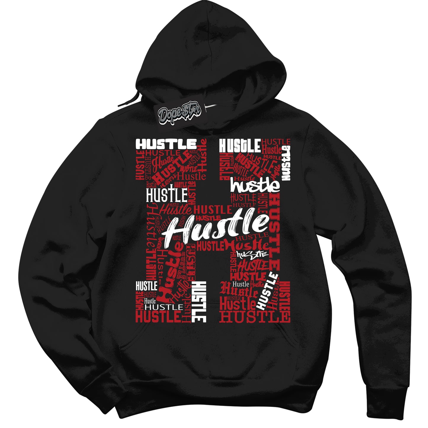 Cool Black Hoodie with “Hustle H” design that Perfectly Matches Black Toe Reimagined 1s Jordans.