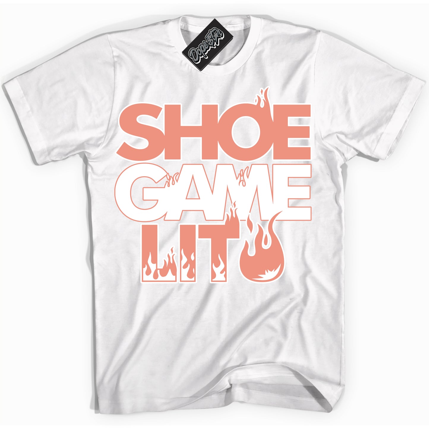 Cool White Shirt with “Shoe Game Lit” design that perfectly matches Light Wild Mango Dunk.