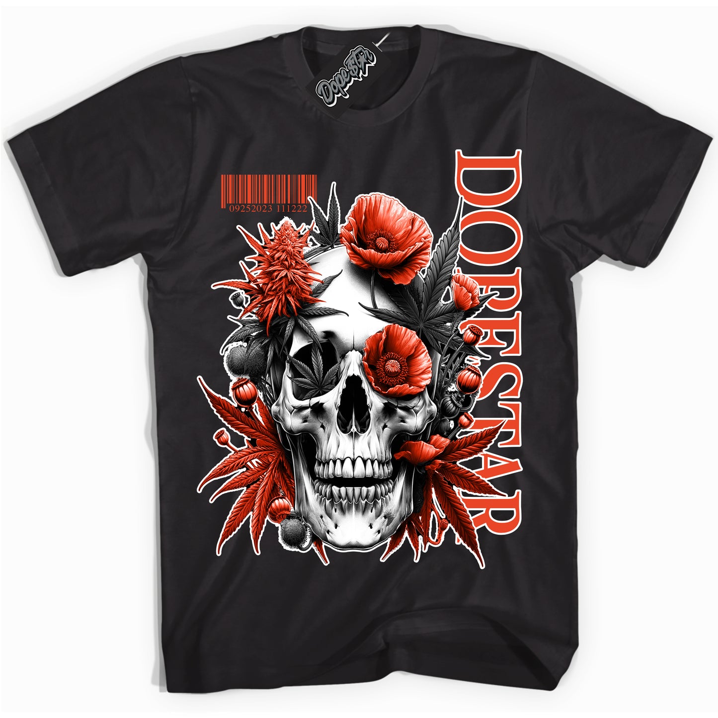 Cool Black Shirt with “Skull Poppies” design that perfectly matches Cosmic Clay Dunk.