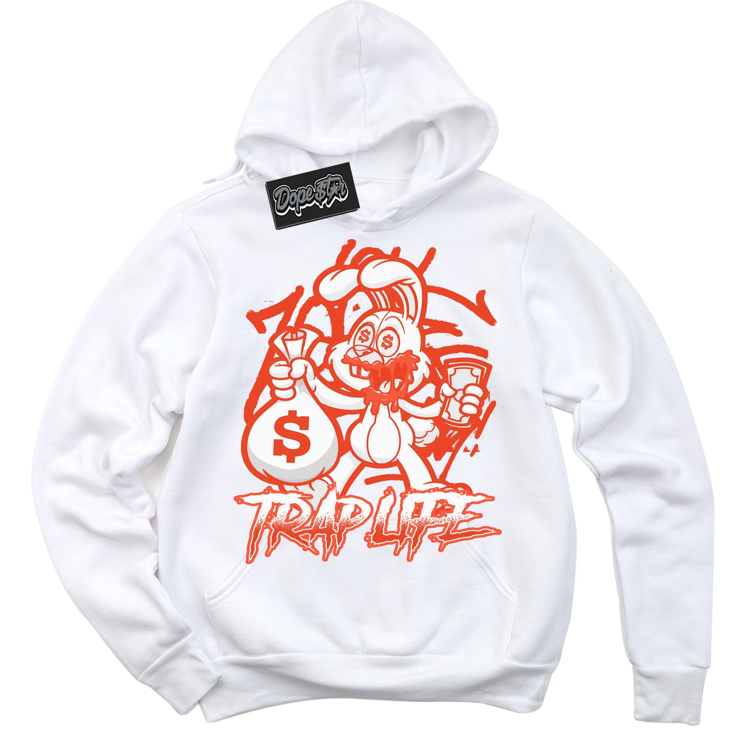 Cool White Hoodie with “Trap Rabbit” design that Perfectly Matches Cosmic Clay Dunk.
