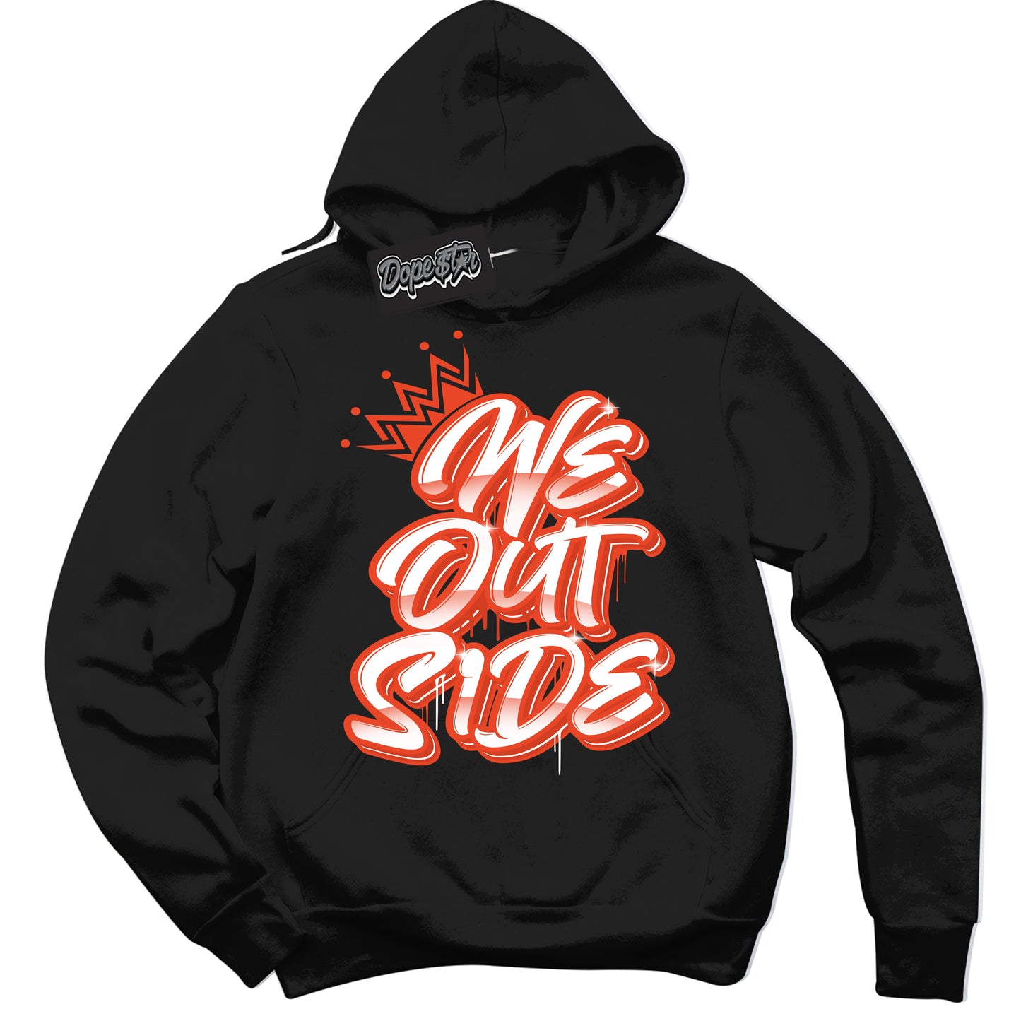 Cool Black Hoodie with “We Outside” design that Perfectly Matches Cosmic Clay Dunk.