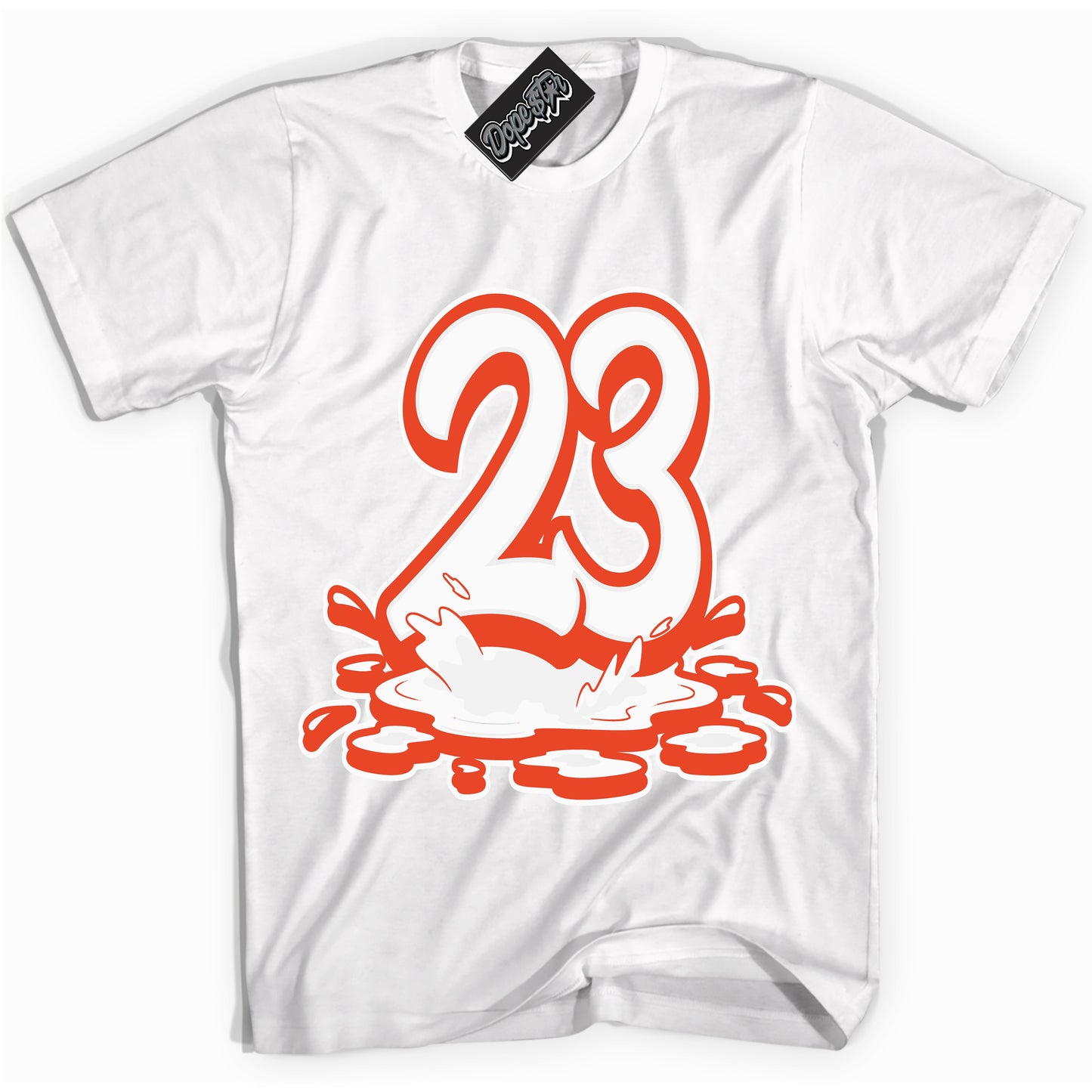 Cool White Shirt with “23 Melting” design that perfectly matches Cosmic Clay Dunk.
