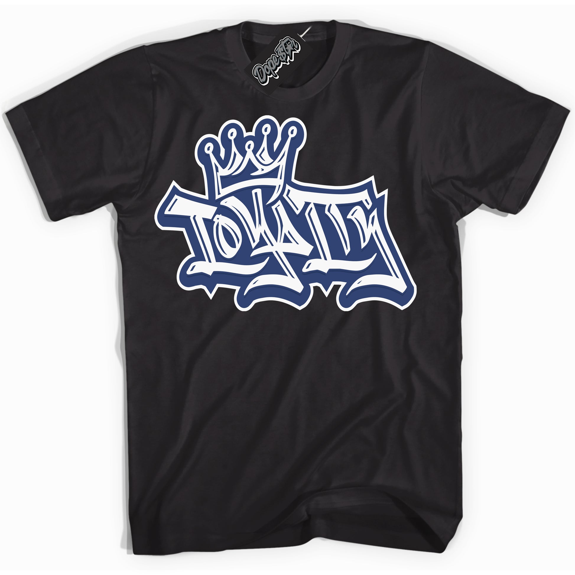 Cool Black Shirt with “Loyalty Crown” design that perfectly matches Diffused Blue 11s Jordans.