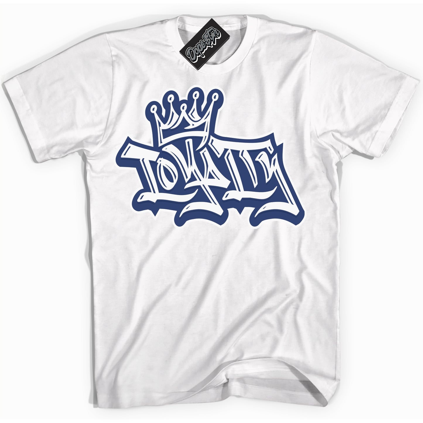 Cool White Shirt with “Loyalty Crown” design that perfectly matches Diffused Blue 11s Jordans.