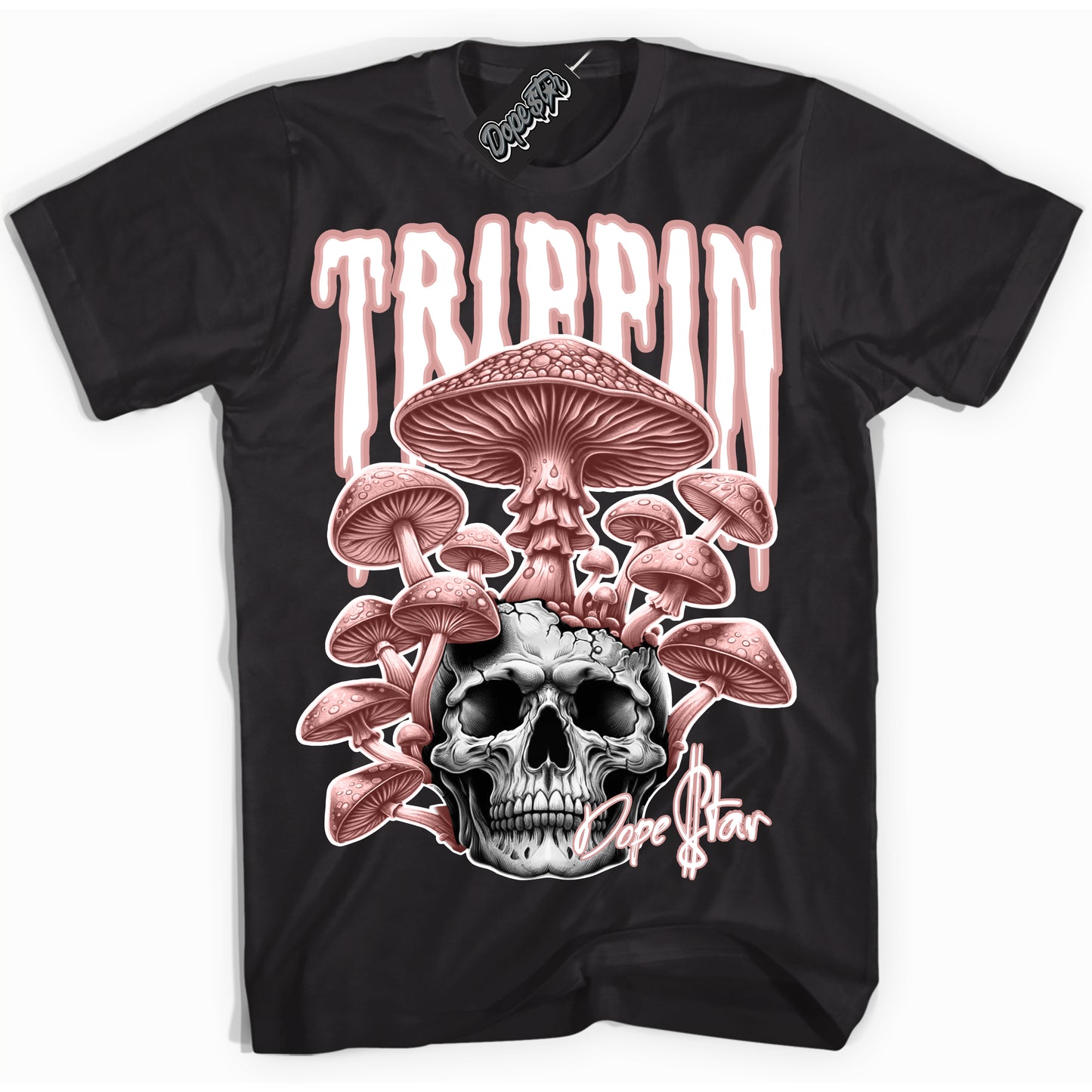 Cool Black Shirt with “Trippin” design that perfectly matches Legend Pink 11s.