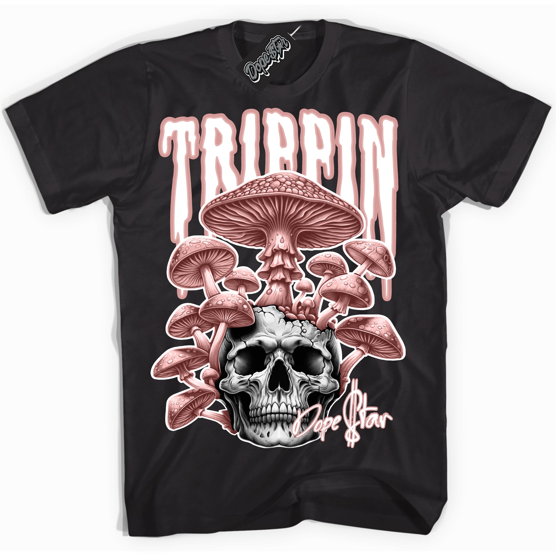 Cool Black Shirt with “Trippin” design that perfectly matches Legend Pink 11s.
