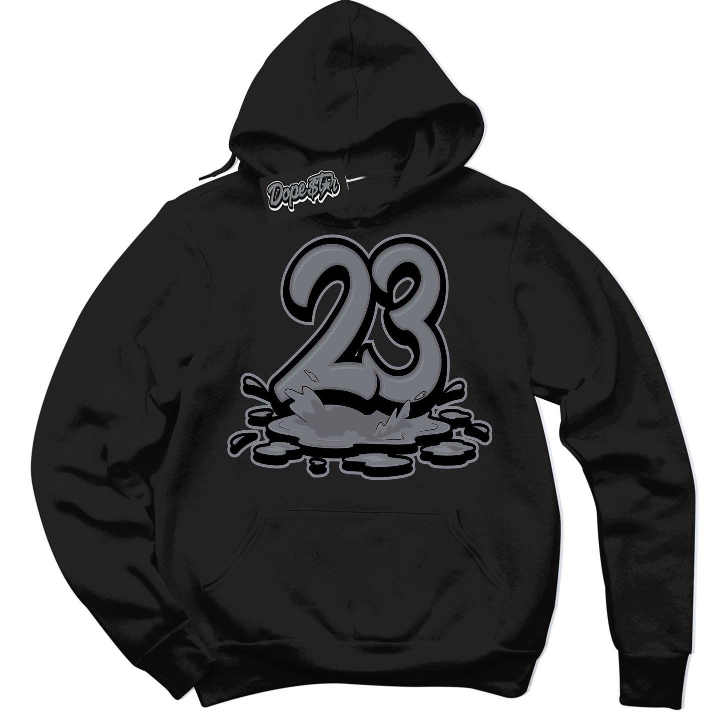 Cool Black Hoodie with “23 Melting” design that Perfectly Matches Barons 12s Jordans.
