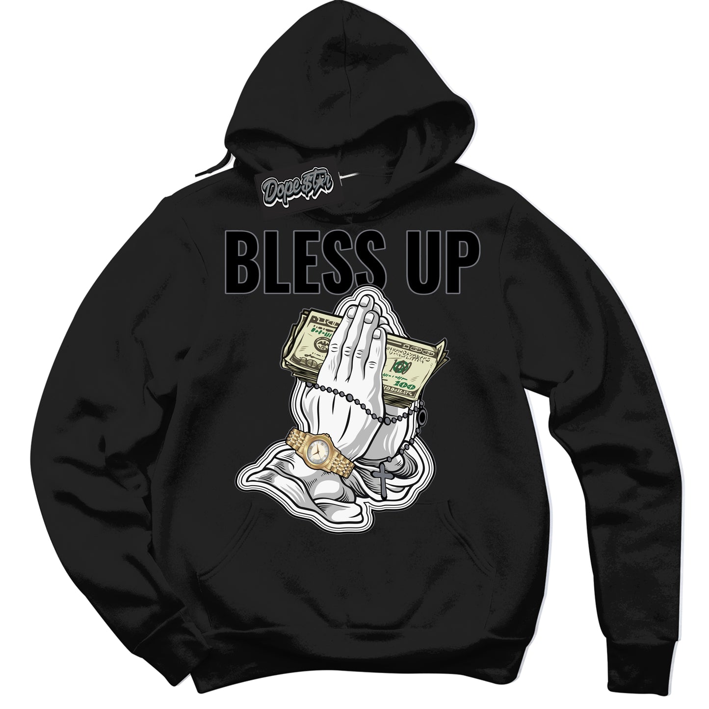 Cool Black Hoodie with “Bless Up” design that Perfectly Matches Barons 12s Jordans.
