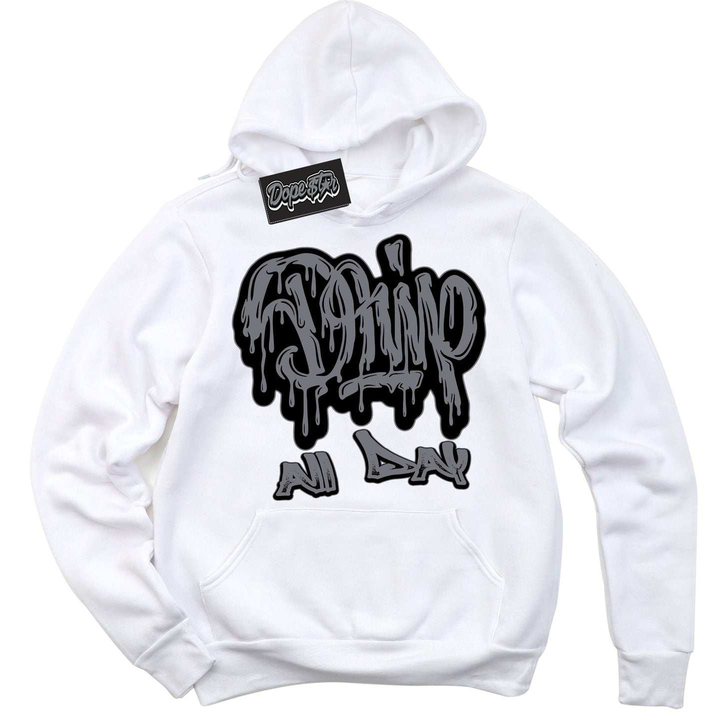 Cool White Hoodie with “Drip All Day” design that Perfectly Matches Barons 12s Jordans.