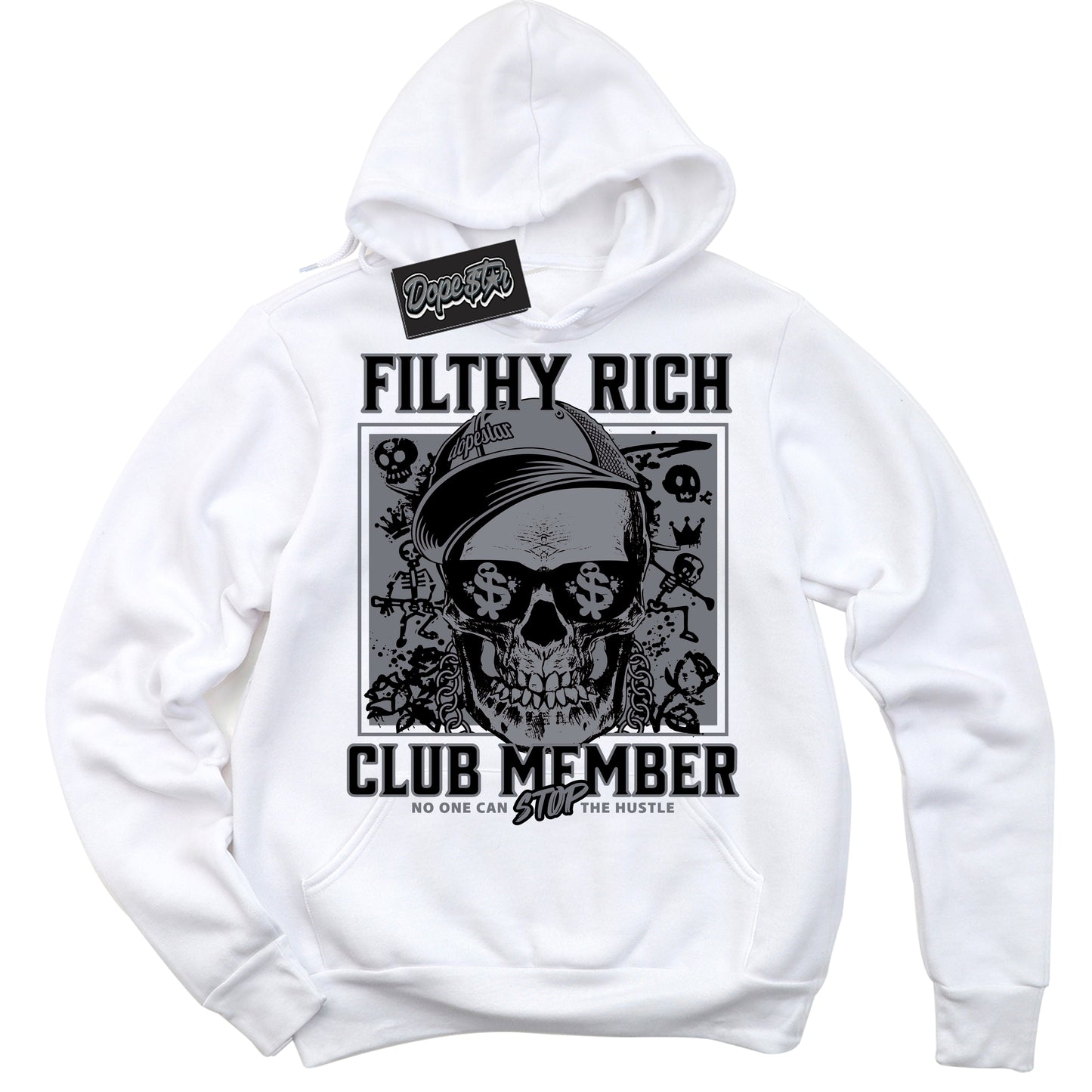 Cool White Hoodie with “Filthy Rich” design that Perfectly Matches Barons 12s Jordans.
