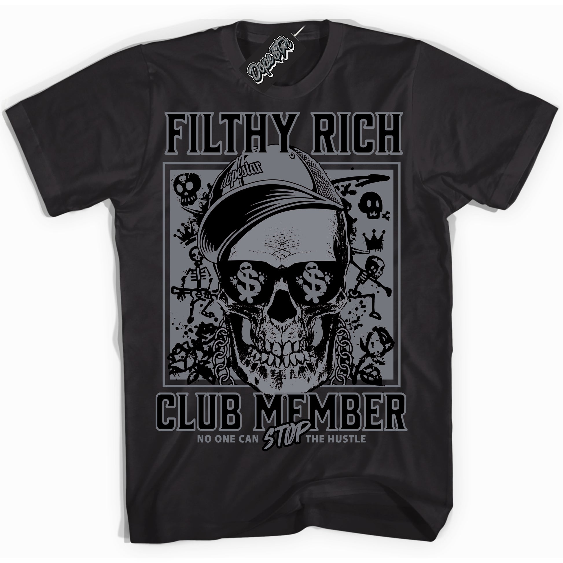 Cool Black Shirt with “Filthy Rich” design that perfectly matches the Barons 12s Jordans.
