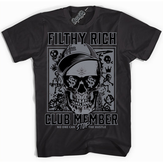 Cool Black Shirt with “Filthy Rich” design that perfectly matches the Barons 12s Jordans.
