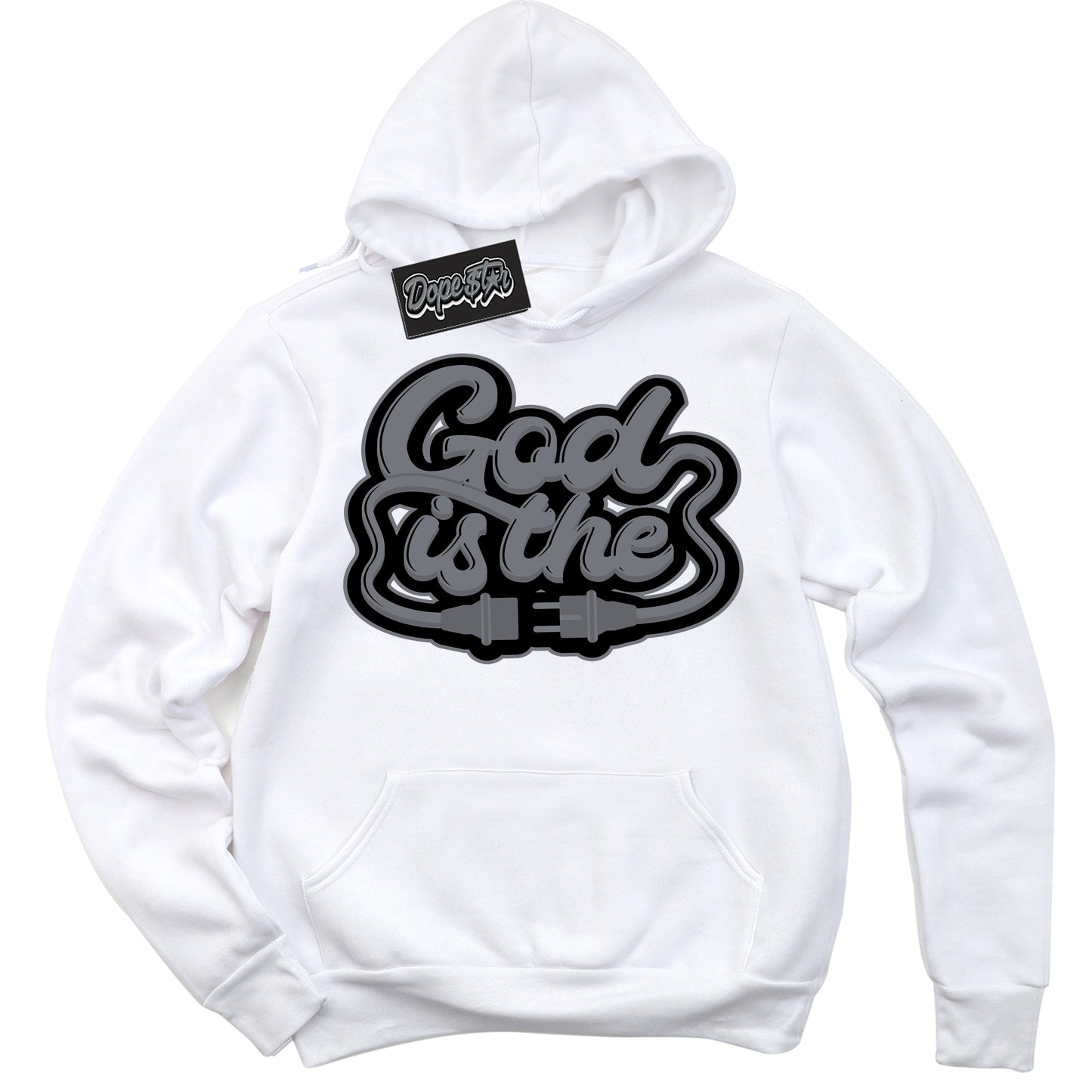 Cool White Hoodie with “God Is The” design that Perfectly Matches Barons 12s Jordans.

